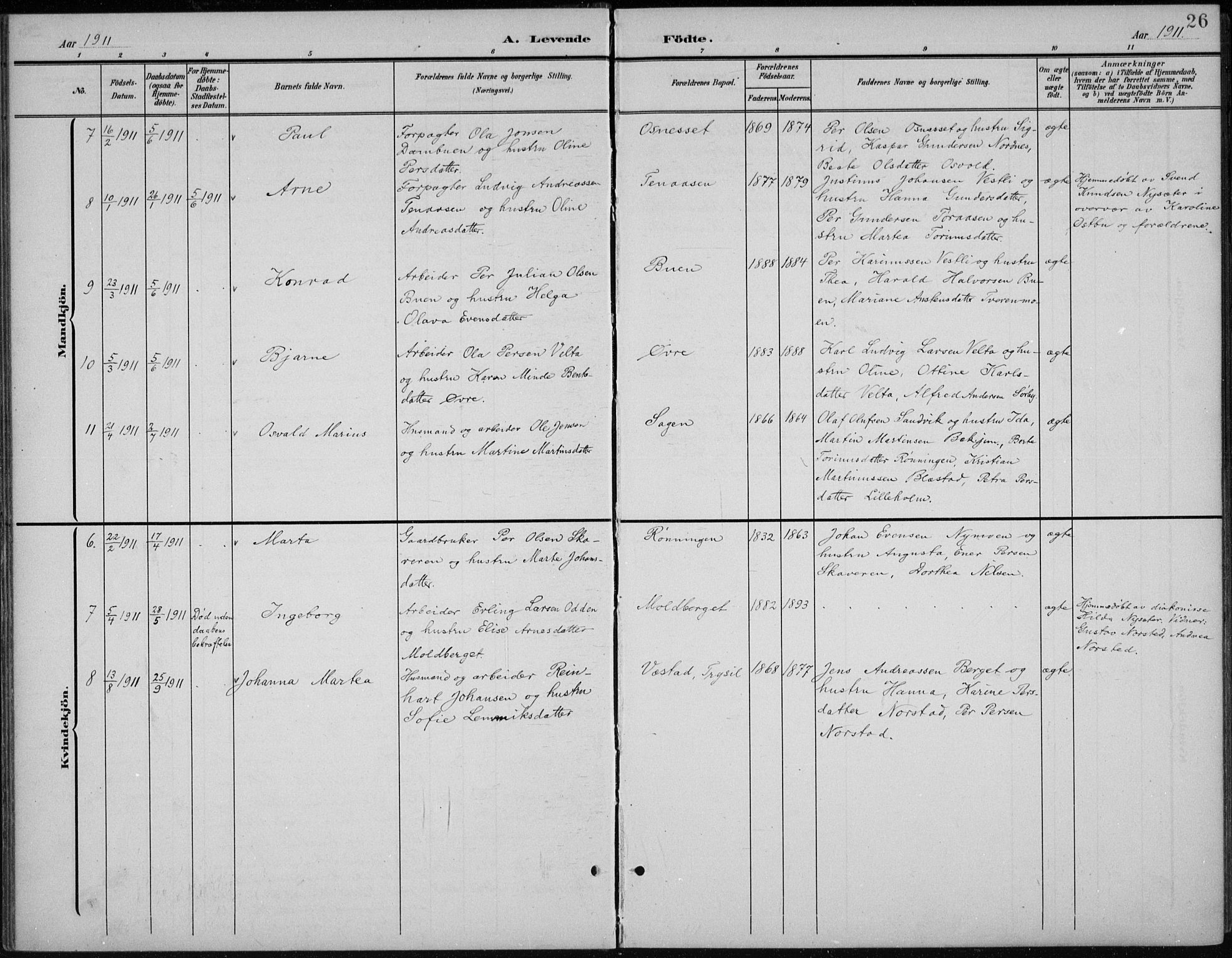 Åmot prestekontor, Hedmark, SAH/PREST-056/H/Ha/Hab/L0003: Parish register (copy) no. 3, 1902-1938, p. 26