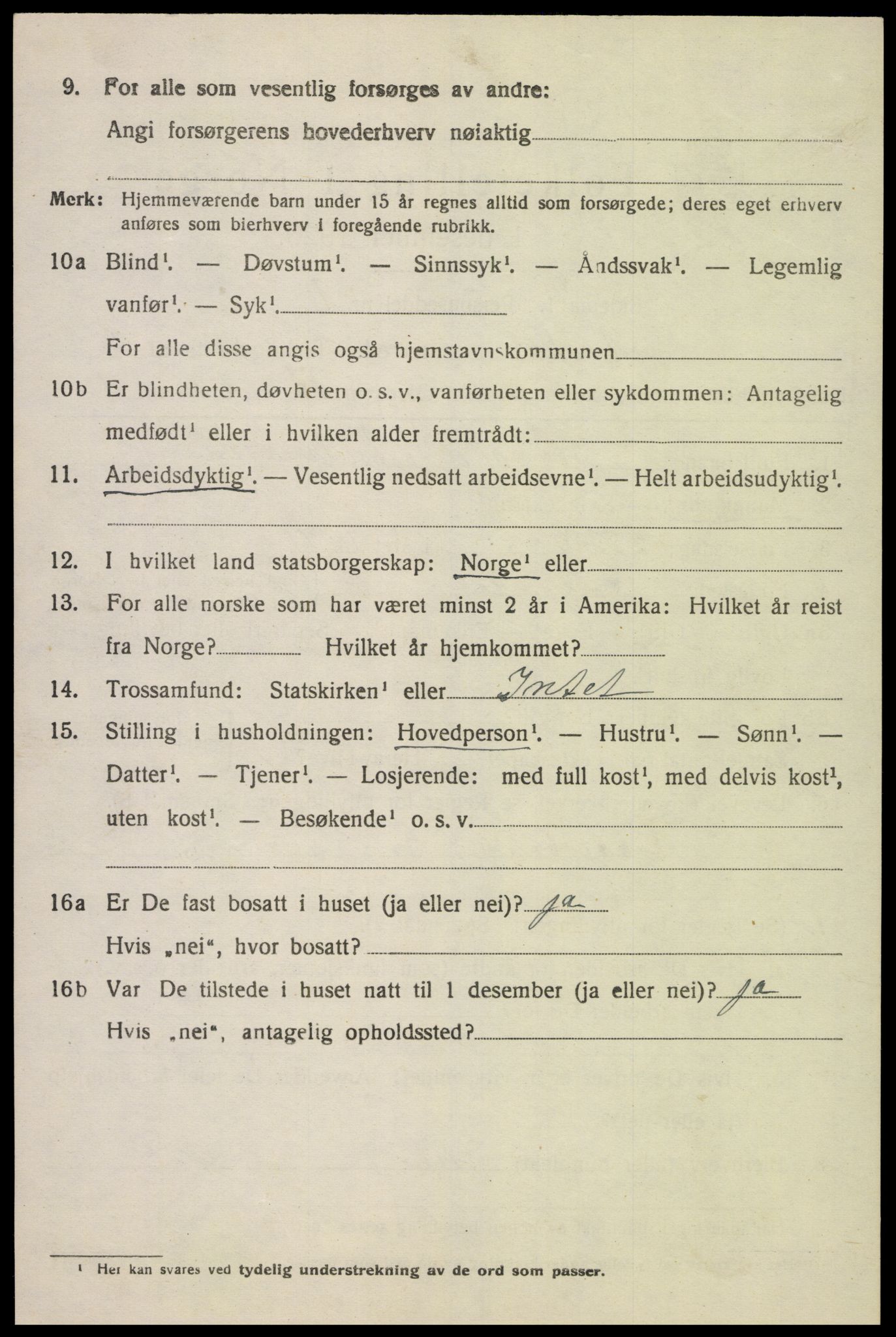 SAK, 1920 census for Austad, 1920, p. 2610