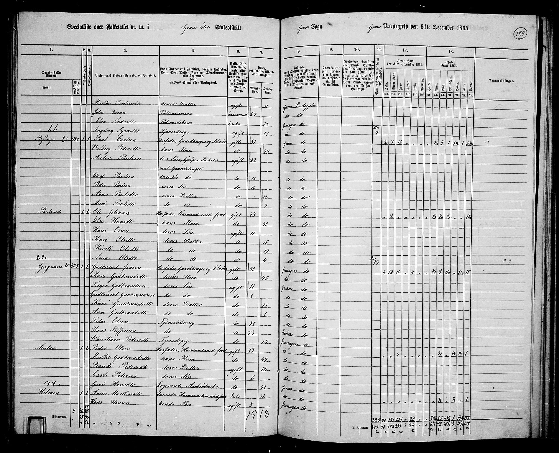 RA, 1865 census for Gran, 1865, p. 369