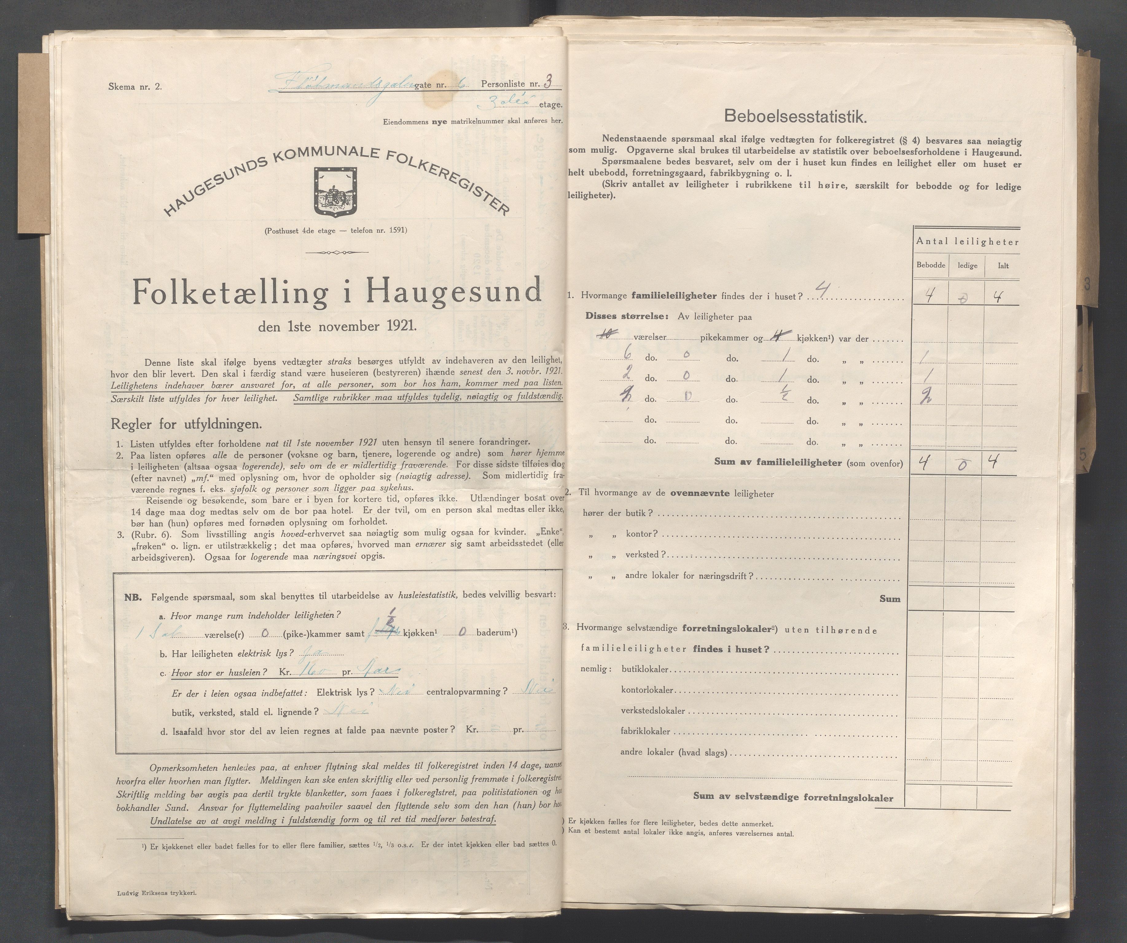 IKAR, Local census 1.11.1921 for Haugesund, 1921, p. 6661