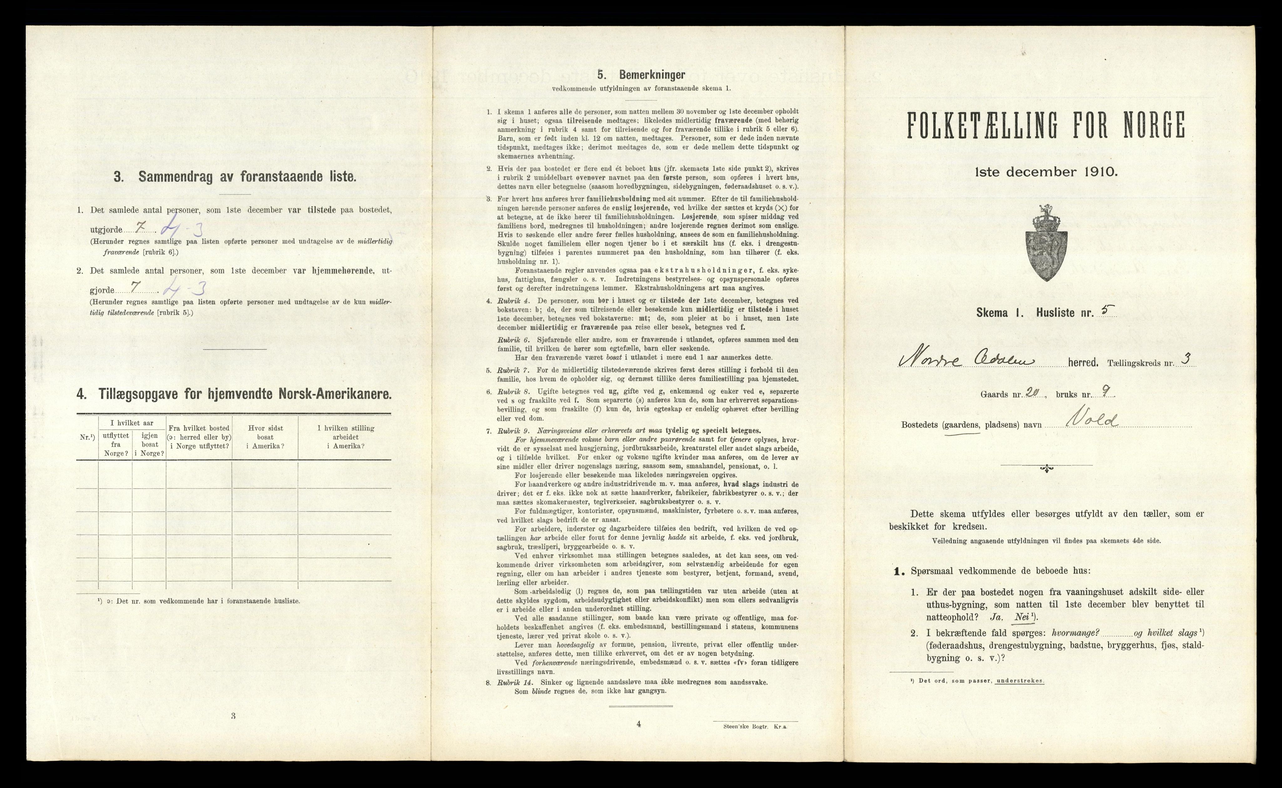 RA, 1910 census for Nord-Odal, 1910, p. 349