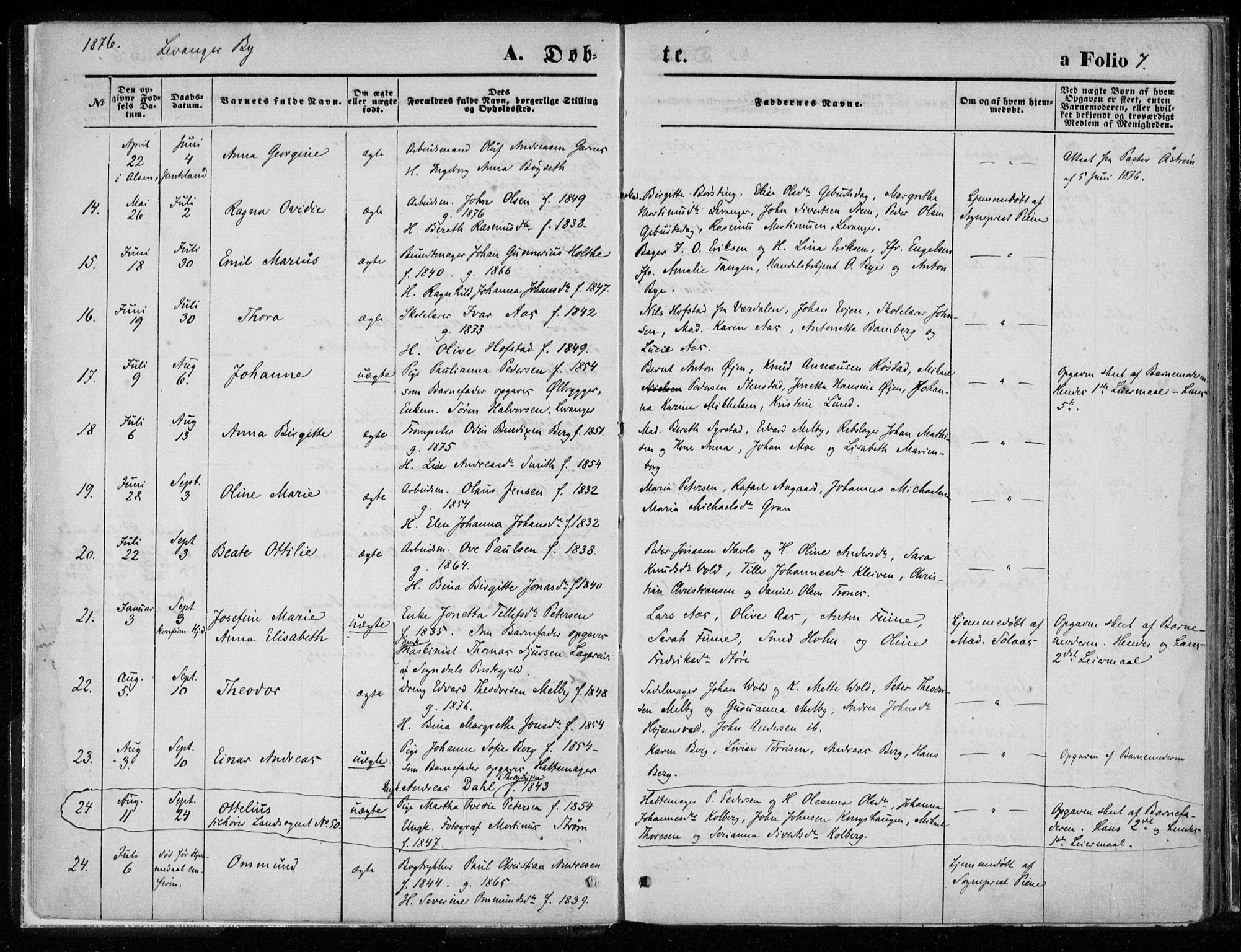 Ministerialprotokoller, klokkerbøker og fødselsregistre - Nord-Trøndelag, SAT/A-1458/720/L0187: Parish register (official) no. 720A04 /1, 1875-1879, p. 7