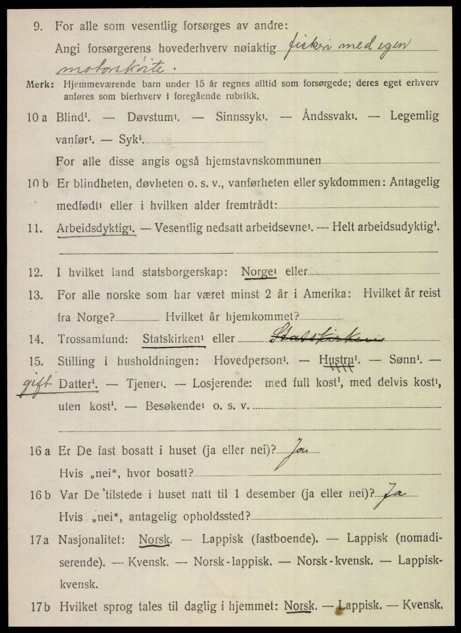 SAT, 1920 census for Vega, 1920, p. 1262