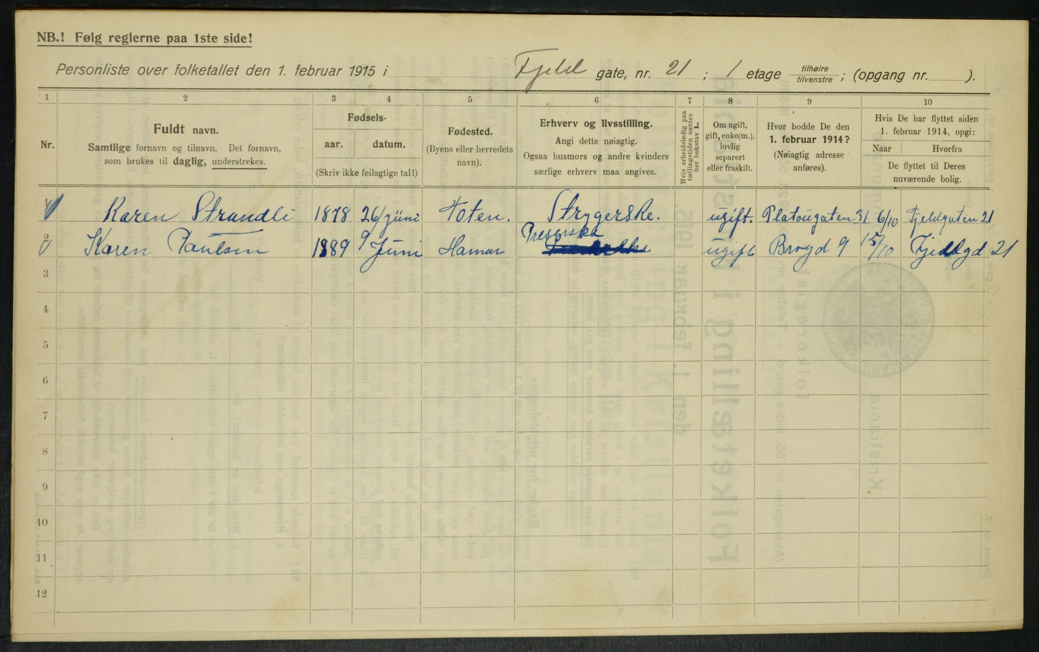 OBA, Municipal Census 1915 for Kristiania, 1915, p. 23999