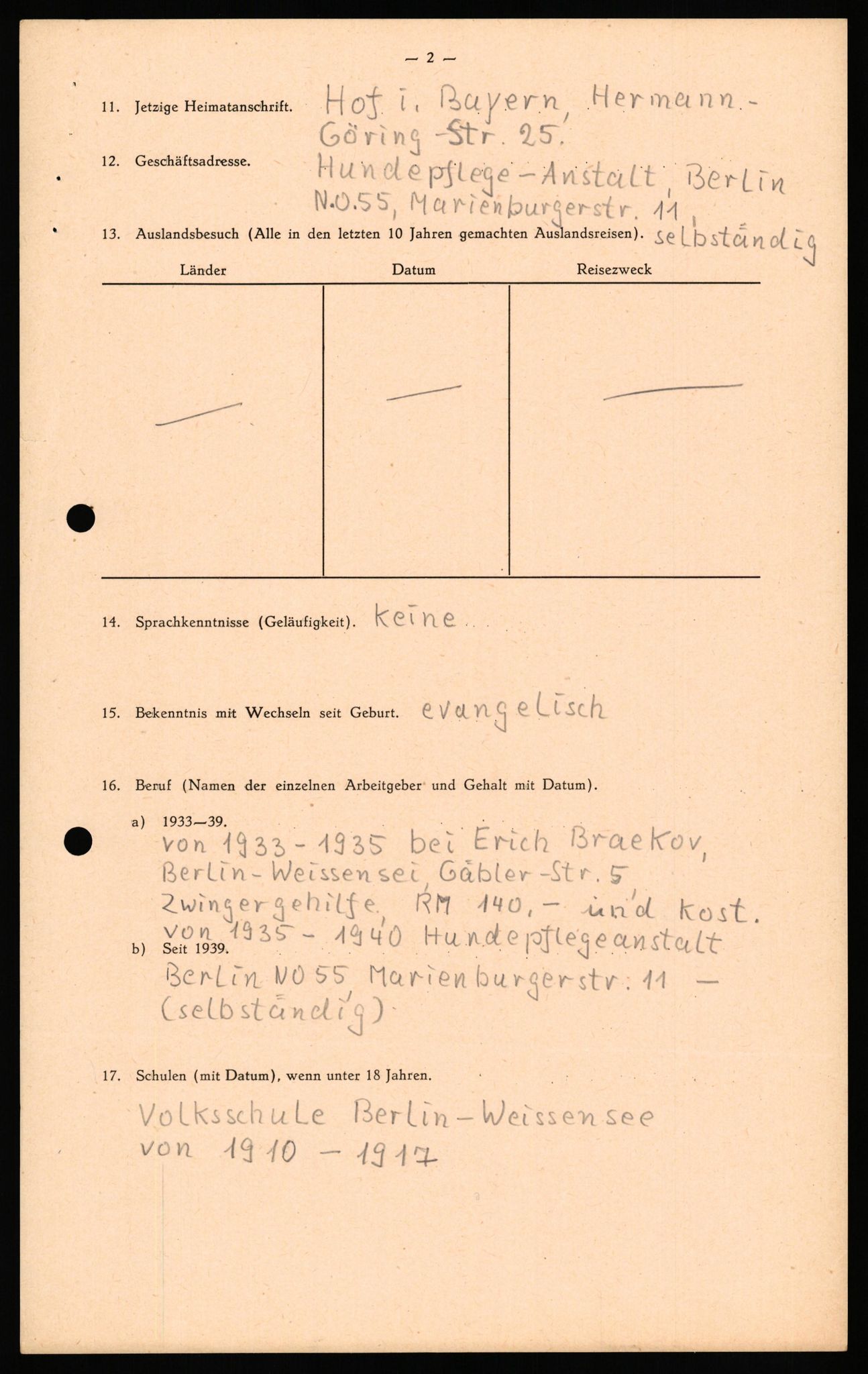 Forsvaret, Forsvarets overkommando II, AV/RA-RAFA-3915/D/Db/L0035: CI Questionaires. Tyske okkupasjonsstyrker i Norge. Tyskere., 1945-1946, p. 369