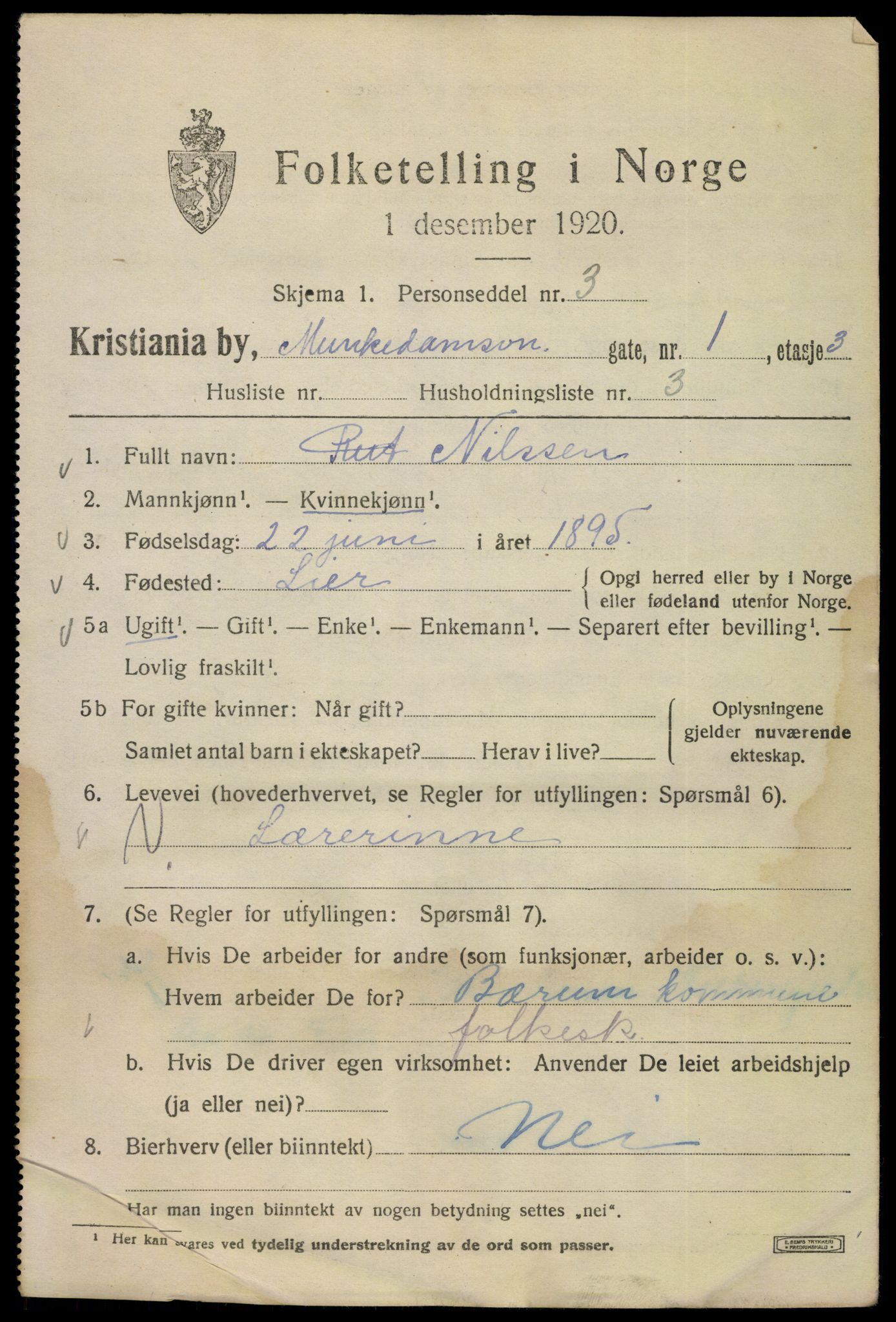 SAO, 1920 census for Kristiania, 1920, p. 400431