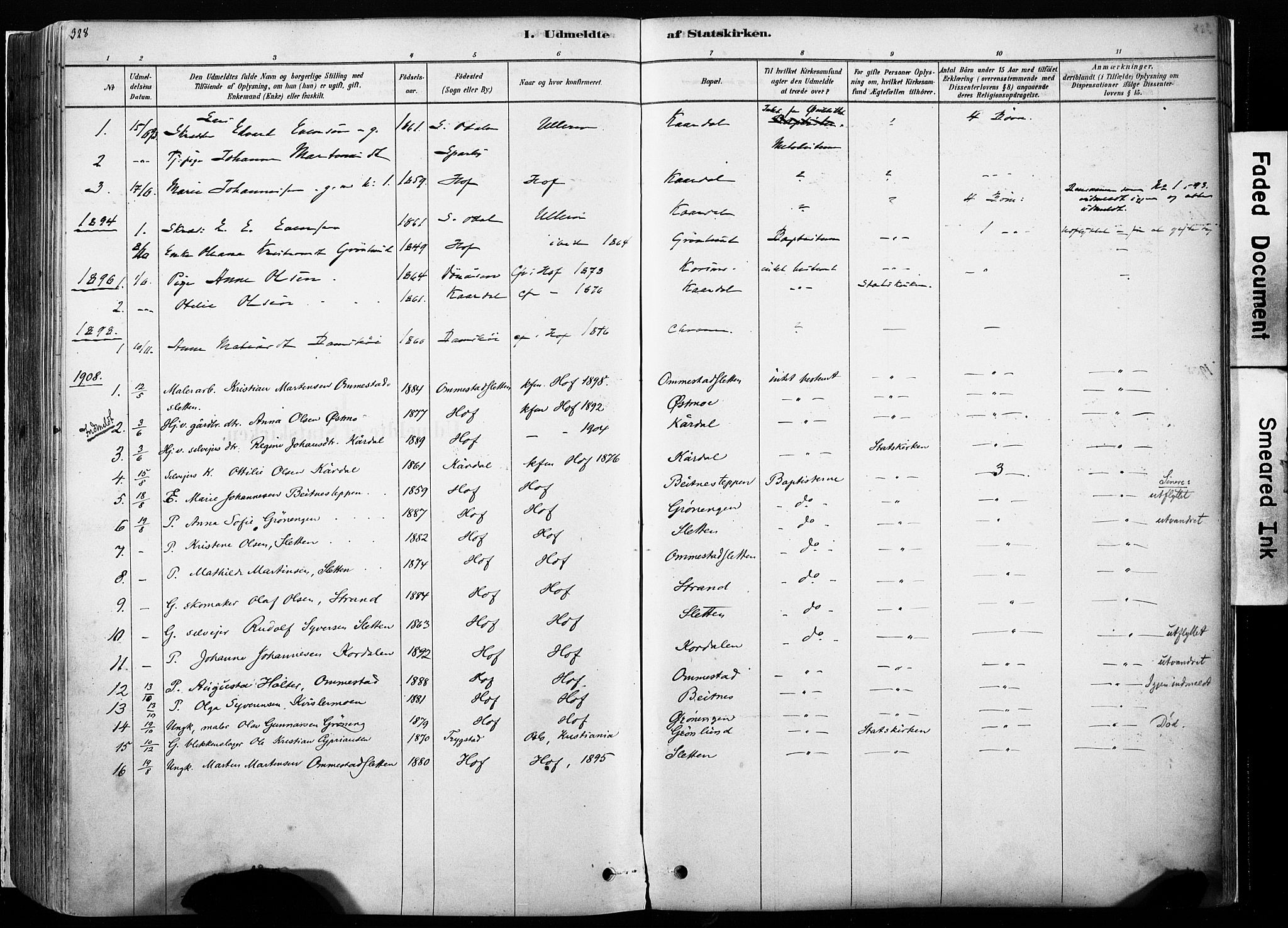 Hof prestekontor, SAH/PREST-038/H/Ha/Haa/L0010: Parish register (official) no. 10, 1878-1909, p. 328