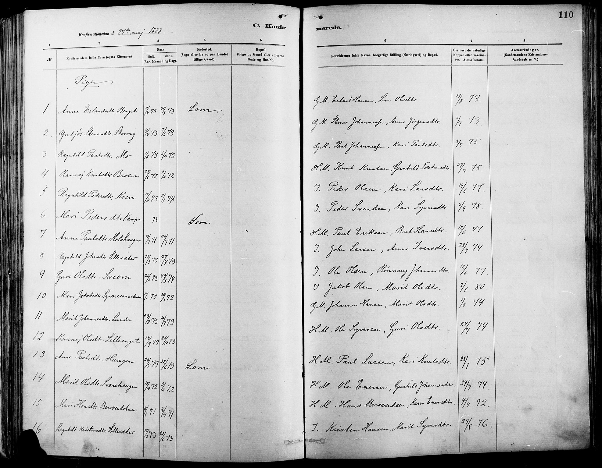 Vågå prestekontor, SAH/PREST-076/H/Ha/Haa/L0009: Parish register (official) no. 9, 1886-1904, p. 110