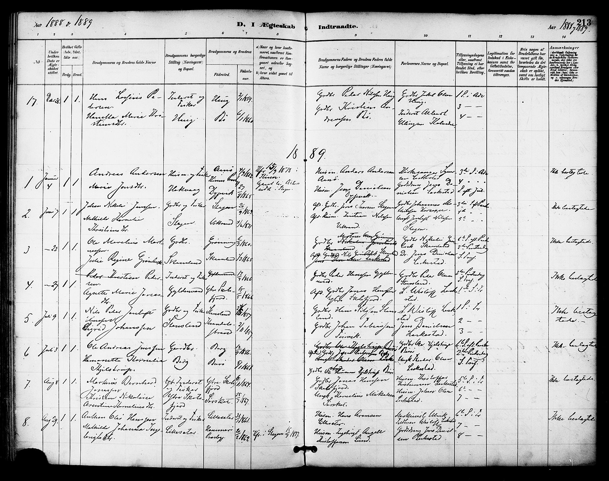 Ministerialprotokoller, klokkerbøker og fødselsregistre - Nordland, AV/SAT-A-1459/855/L0803: Parish register (official) no. 855A11, 1887-1905, p. 213