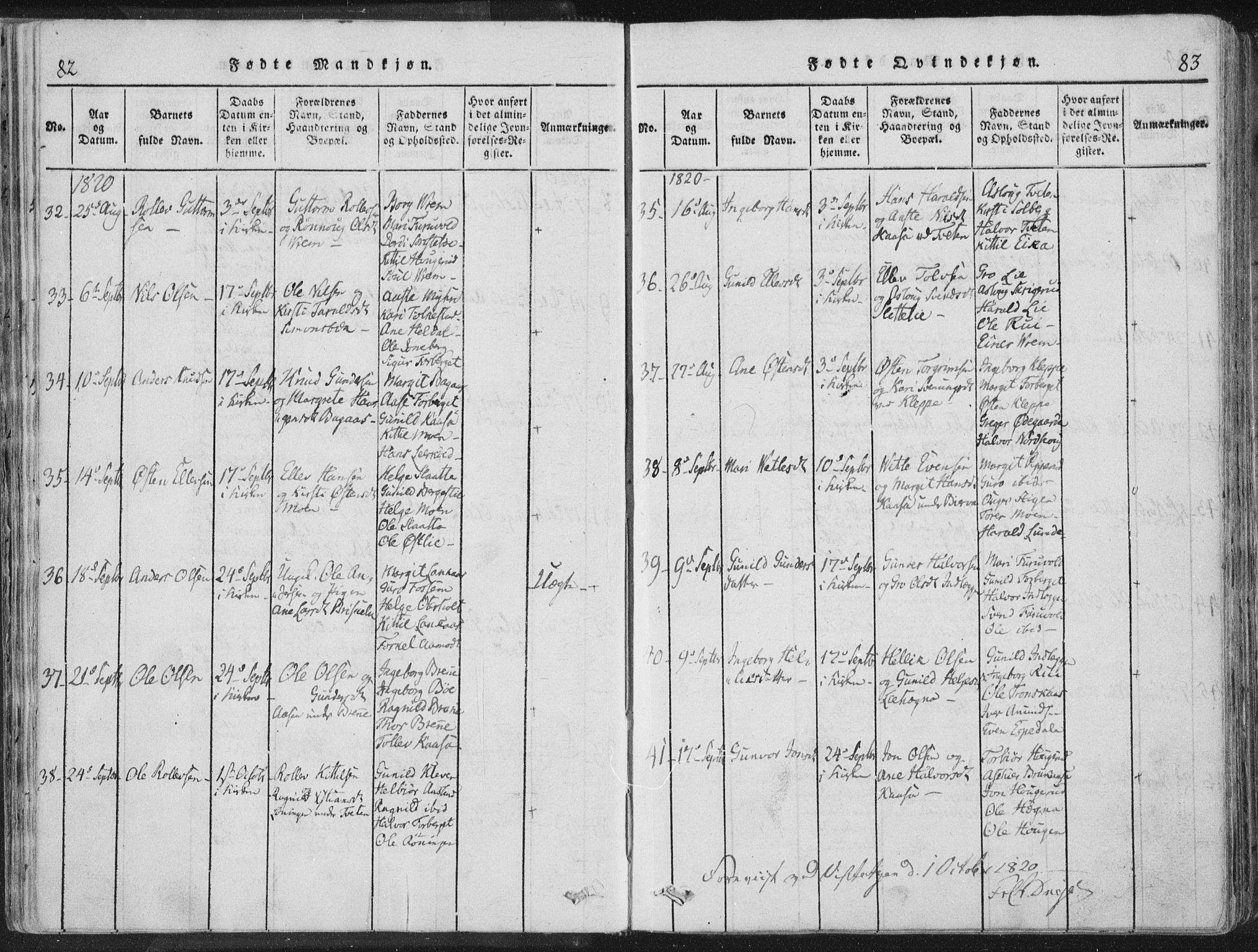 Bø kirkebøker, SAKO/A-257/F/Fa/L0006: Parish register (official) no. 6, 1815-1831, p. 82-83
