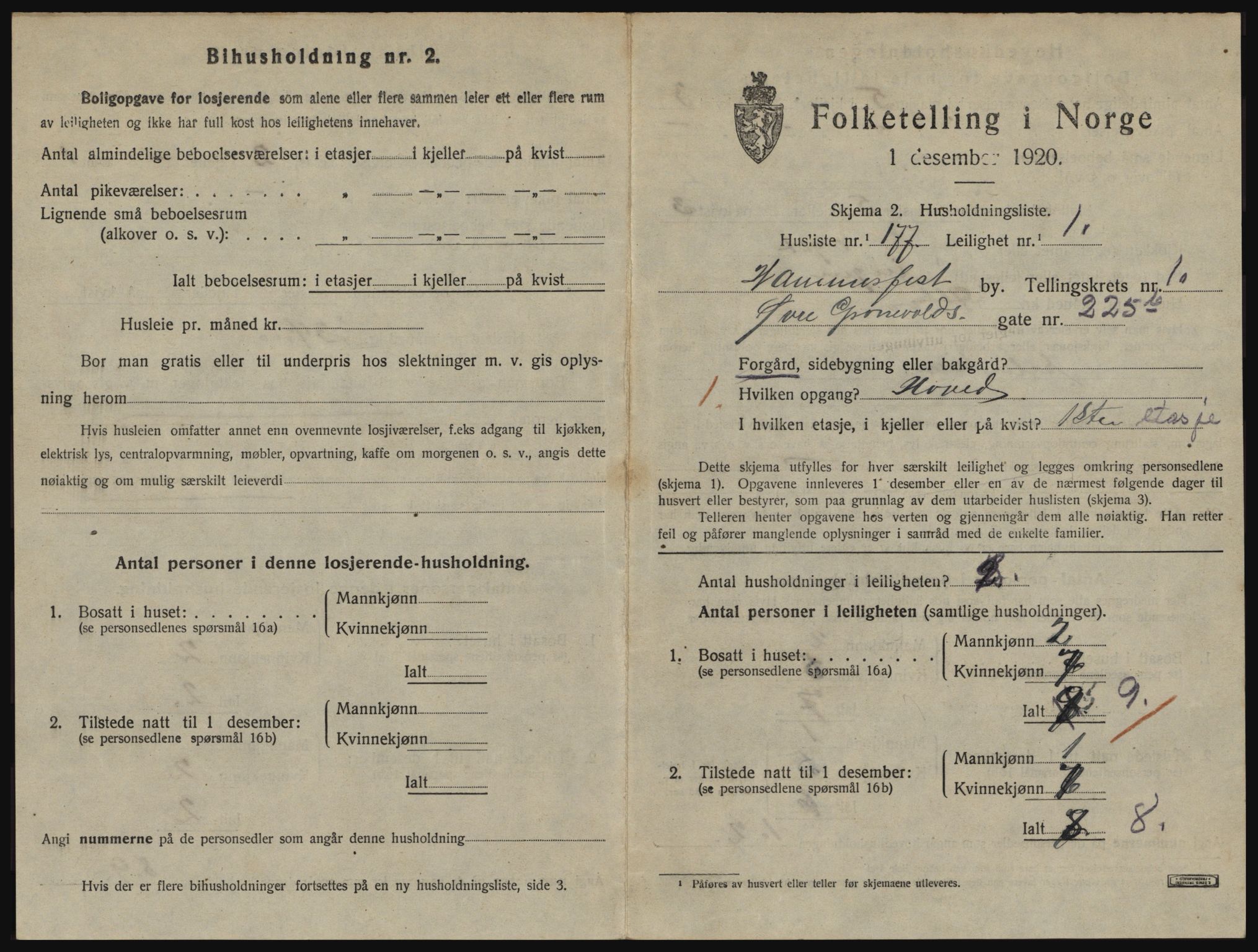 SATØ, 1920 census for Hammerfest, 1920, p. 1530