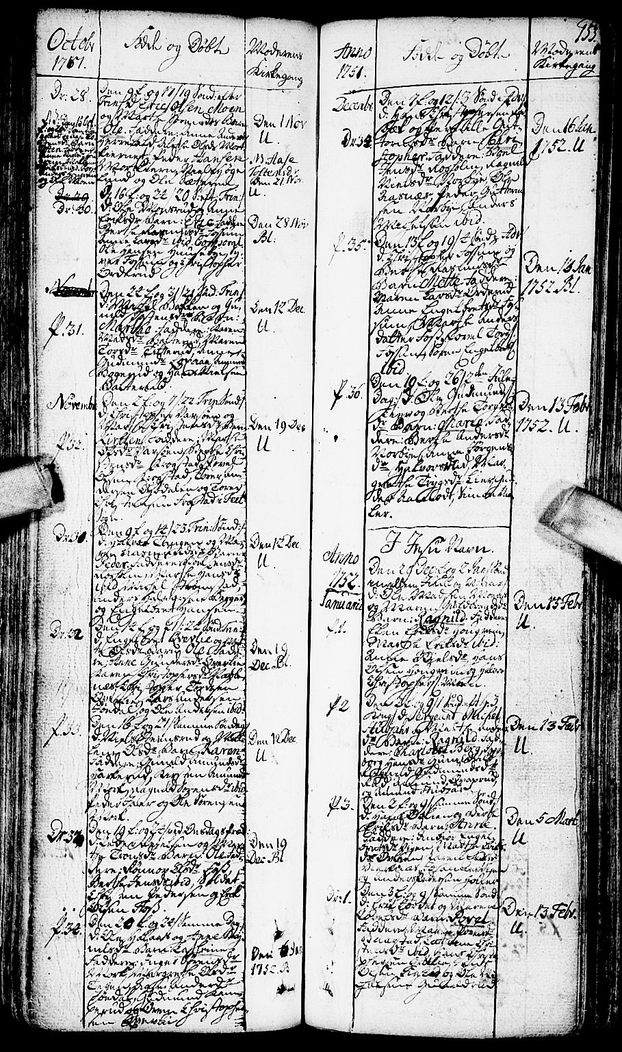 Aurskog prestekontor Kirkebøker, SAO/A-10304a/F/Fa/L0002: Parish register (official) no. I 2, 1735-1766, p. 153