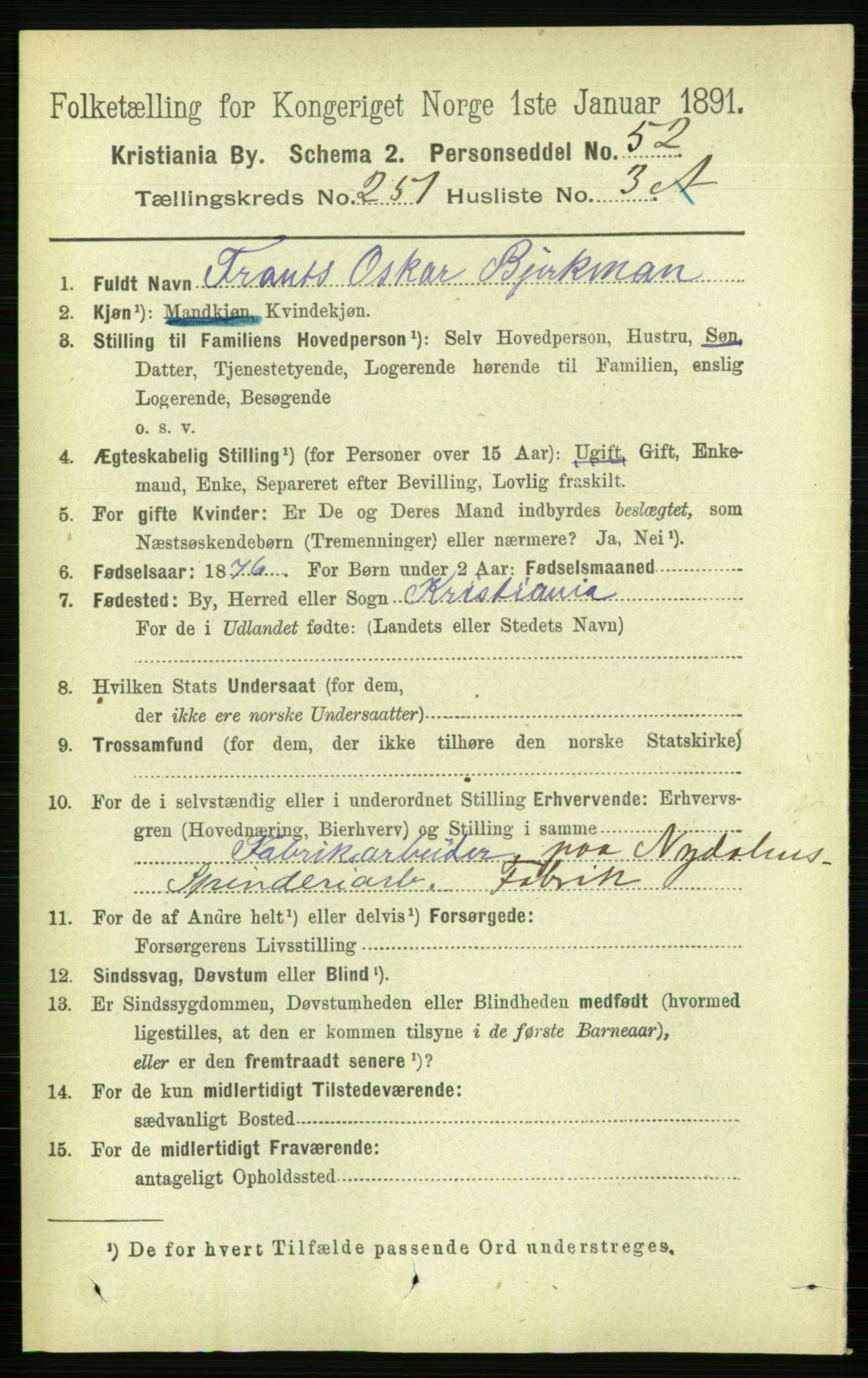 RA, 1891 census for 0301 Kristiania, 1891, p. 153116