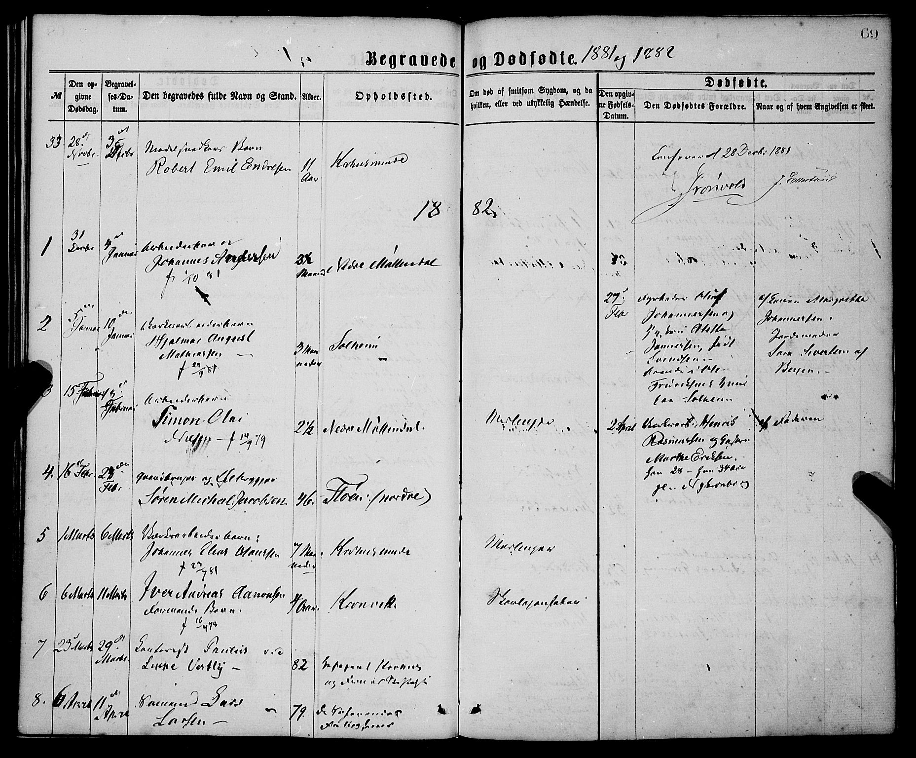 St. Jørgens hospital og Årstad sokneprestembete, AV/SAB-A-99934: Parish register (official) no. A 11, 1864-1886, p. 69