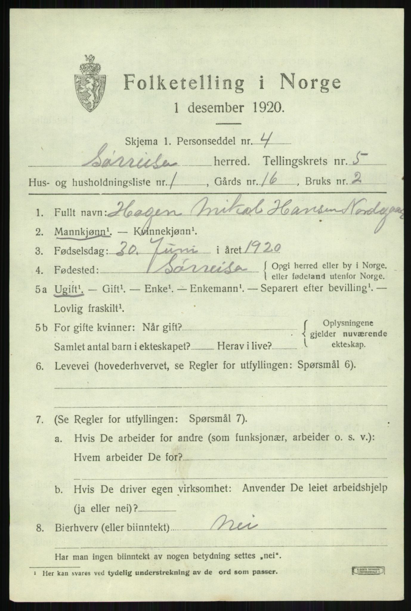 SATØ, 1920 census for Sørreisa, 1920, p. 2347