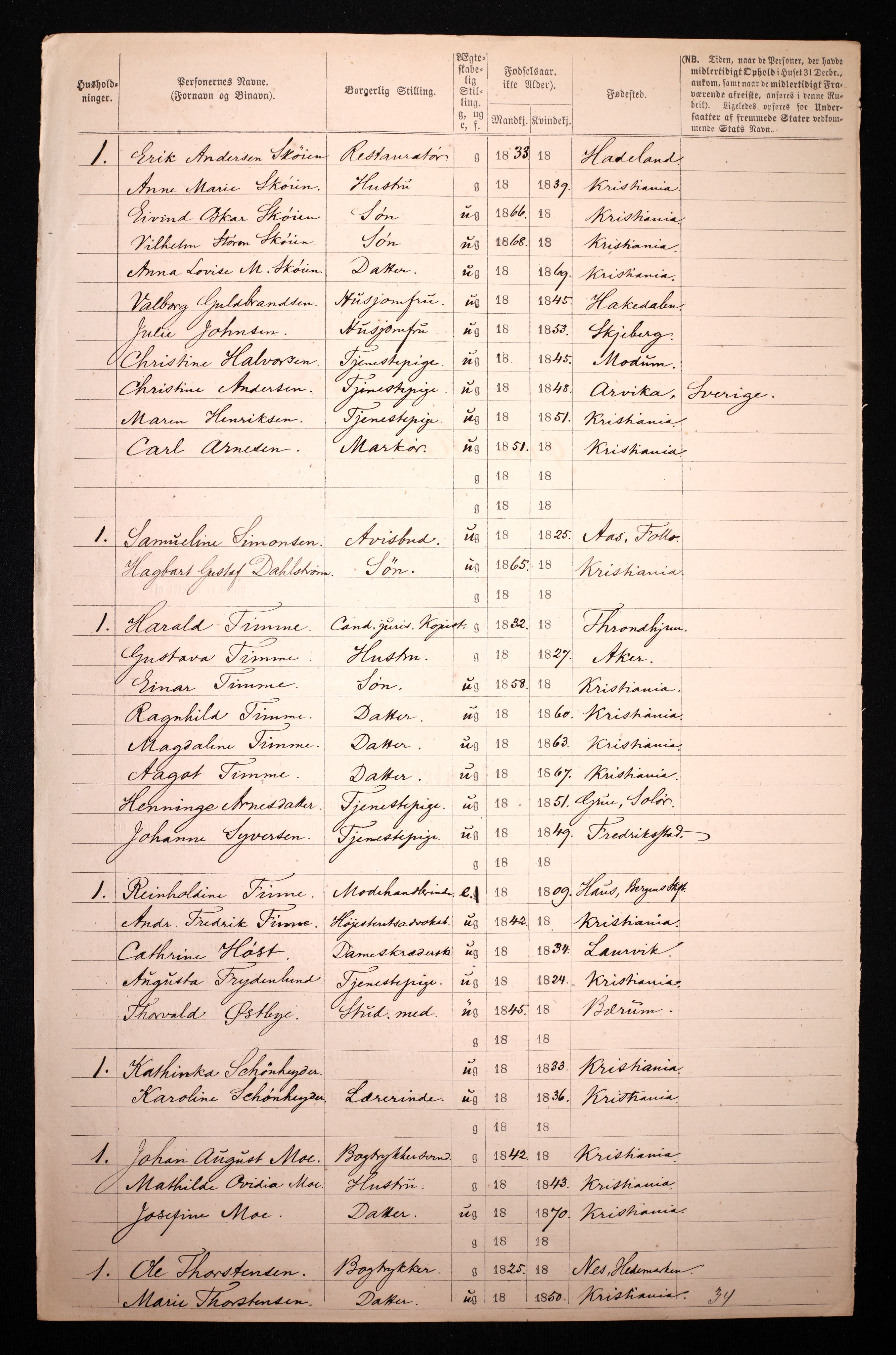 RA, 1870 census for 0301 Kristiania, 1870, p. 4736