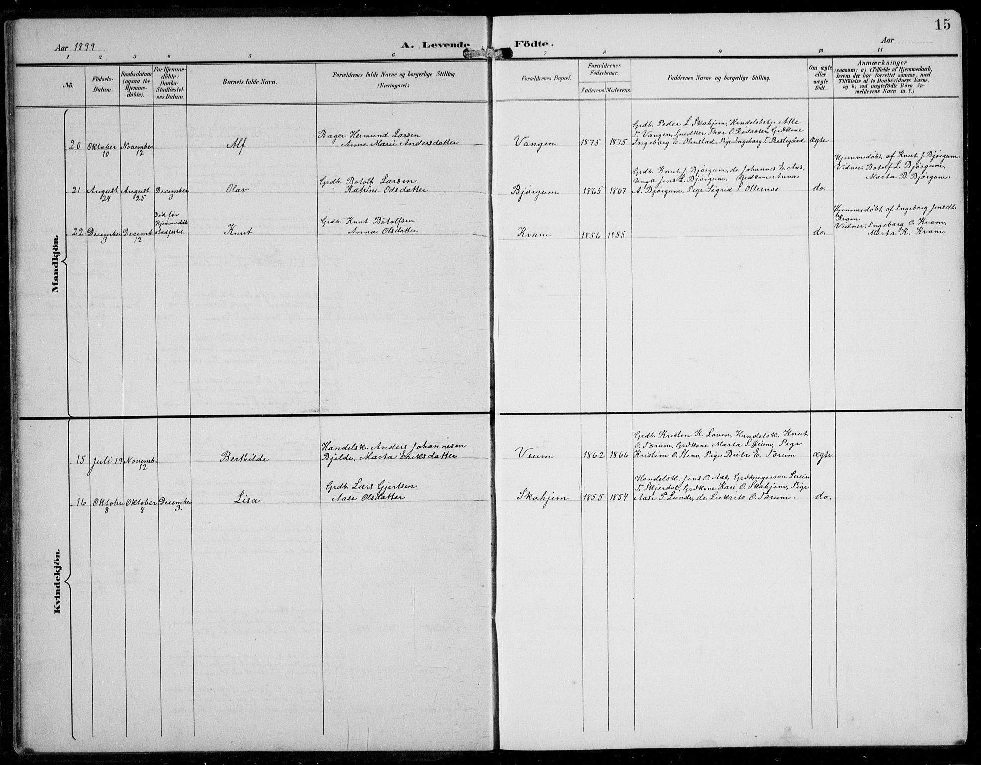 Aurland sokneprestembete, AV/SAB-A-99937/H/Hb/Hba/L0003: Parish register (copy) no. A 3, 1896-1939, p. 15