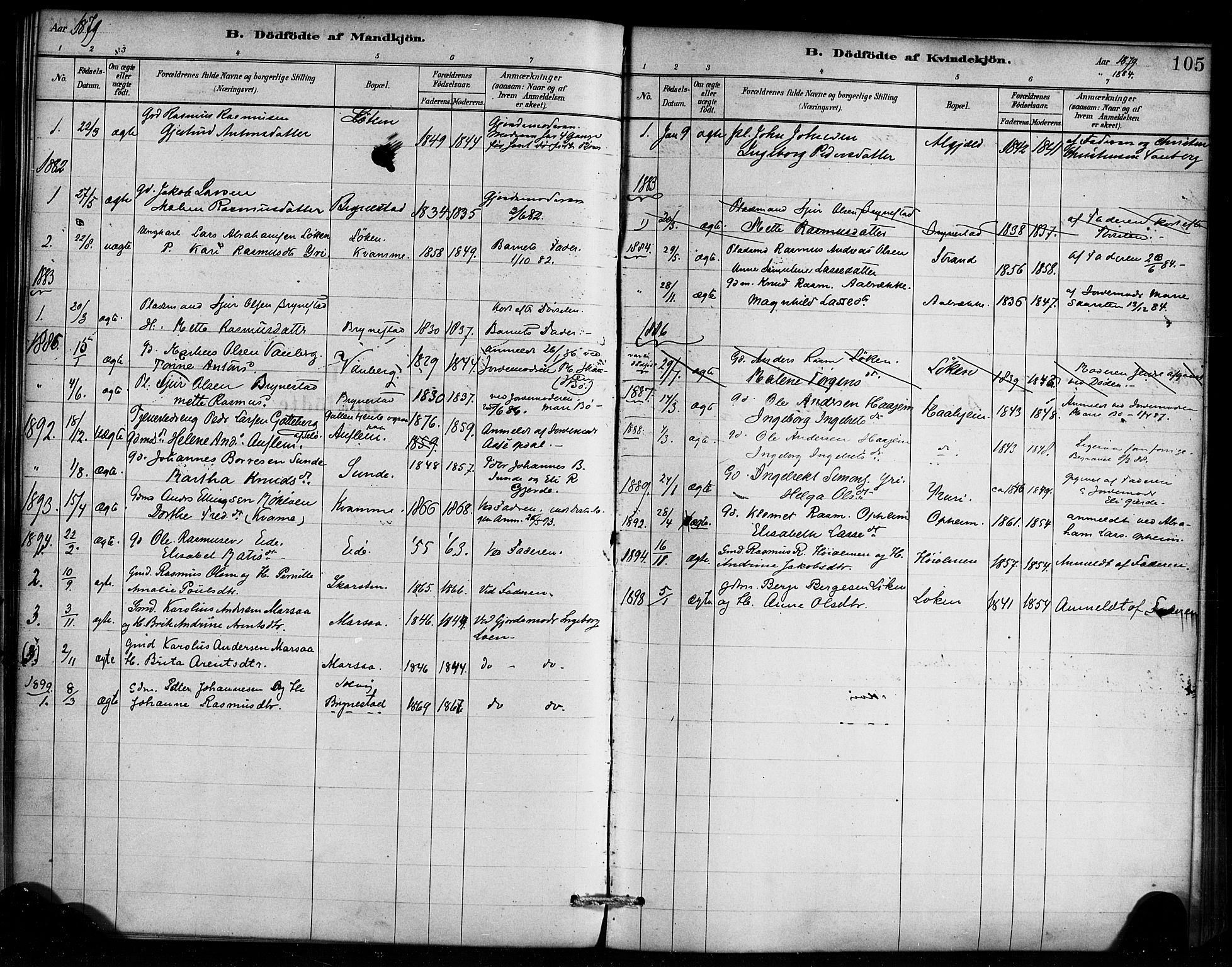 Innvik sokneprestembete, AV/SAB-A-80501: Parish register (official) no. C 1, 1879-1900, p. 105