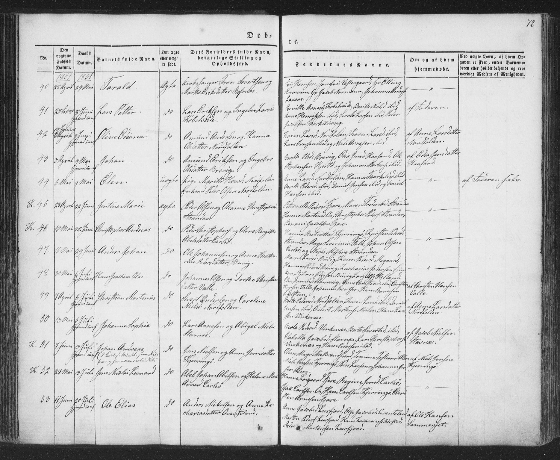 Ministerialprotokoller, klokkerbøker og fødselsregistre - Nordland, AV/SAT-A-1459/853/L0769: Parish register (official) no. 853A08, 1836-1856, p. 72