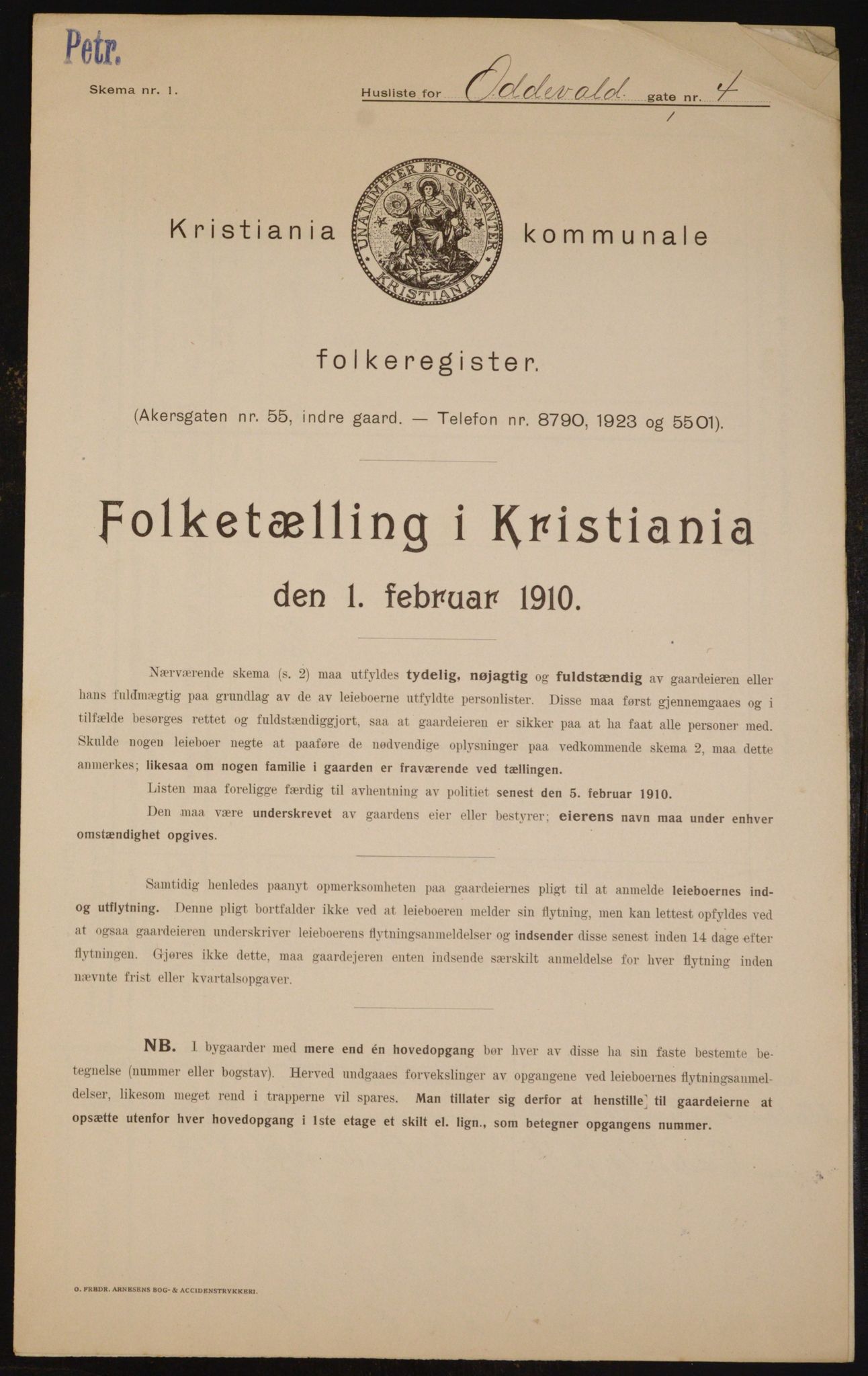 OBA, Municipal Census 1910 for Kristiania, 1910, p. 71866