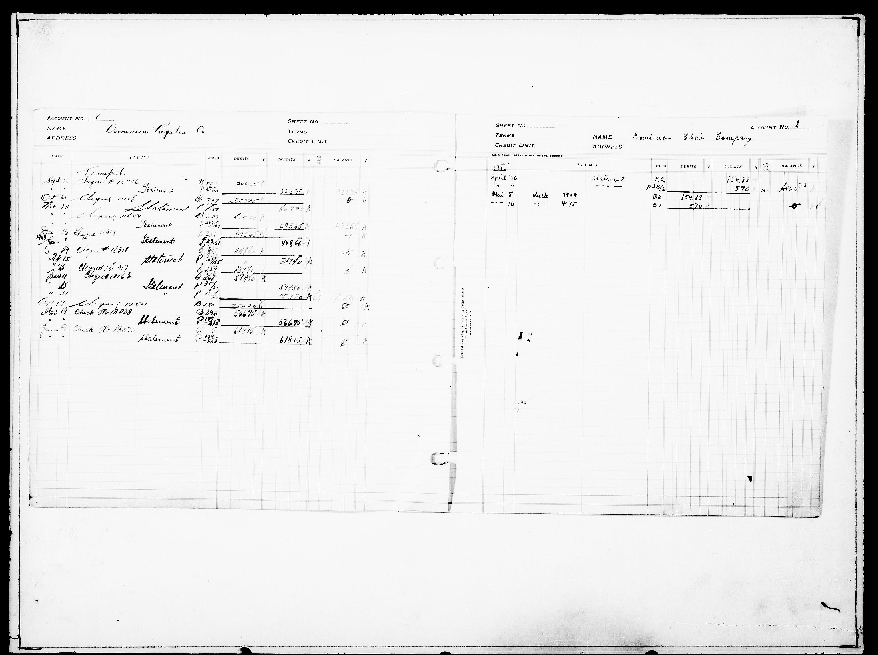 Forsvaret, Flyvåpnenes treningsleir 1940-1945, AV/RA-RAFA-3974/V/L0016: Regnskaper.  Se "Index" for detaljert oversikt over innholdet., 1940-1945