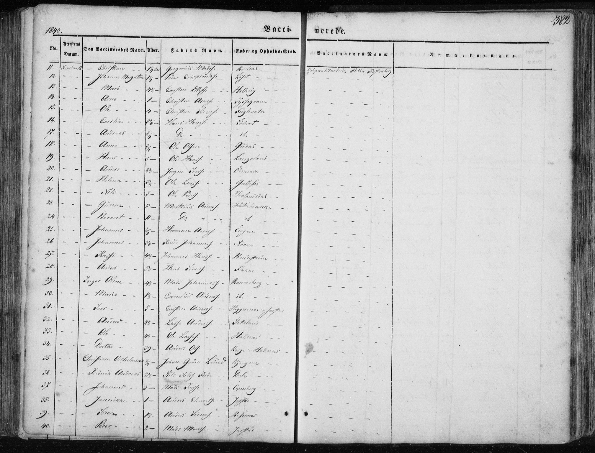 Fjaler sokneprestembete, AV/SAB-A-79801/H/Haa/Haaa/L0006: Parish register (official) no. A 6, 1835-1884, p. 382