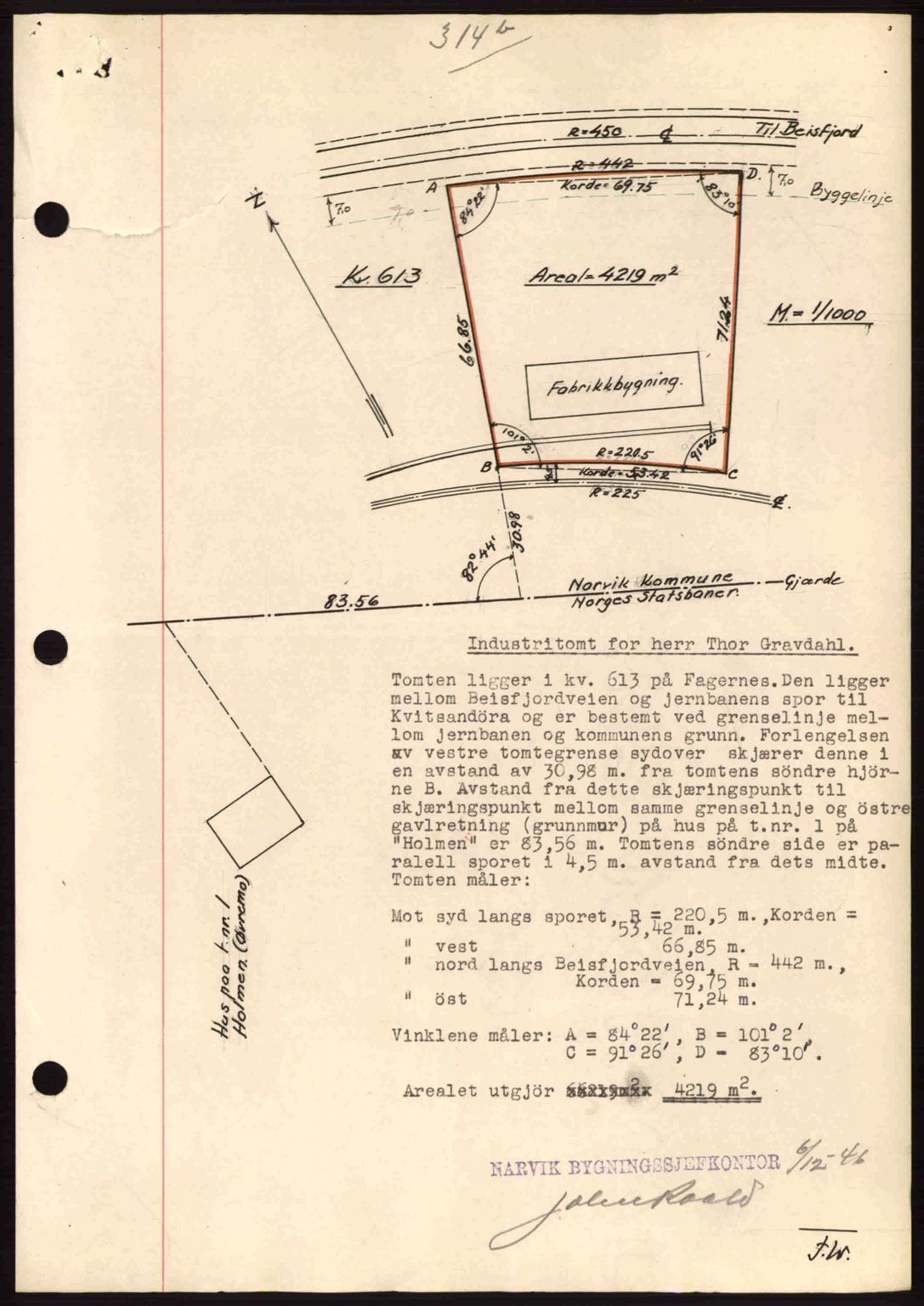 Narvik sorenskriveri, SAT/A-0002/1/2/2C/2Ca: Mortgage book no. A21, 1946-1947, Diary no: : 653/1946