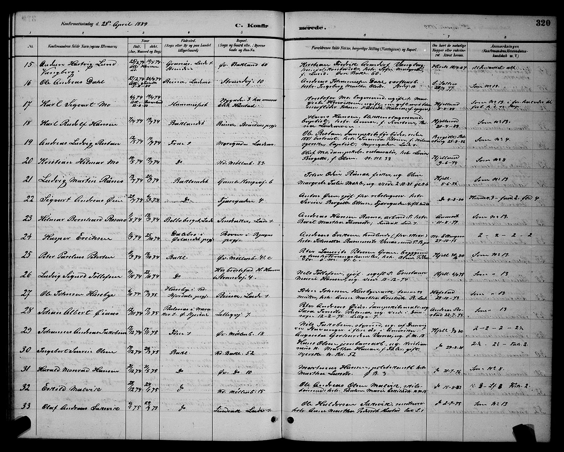 Ministerialprotokoller, klokkerbøker og fødselsregistre - Sør-Trøndelag, SAT/A-1456/604/L0222: Parish register (copy) no. 604C05, 1886-1895, p. 320
