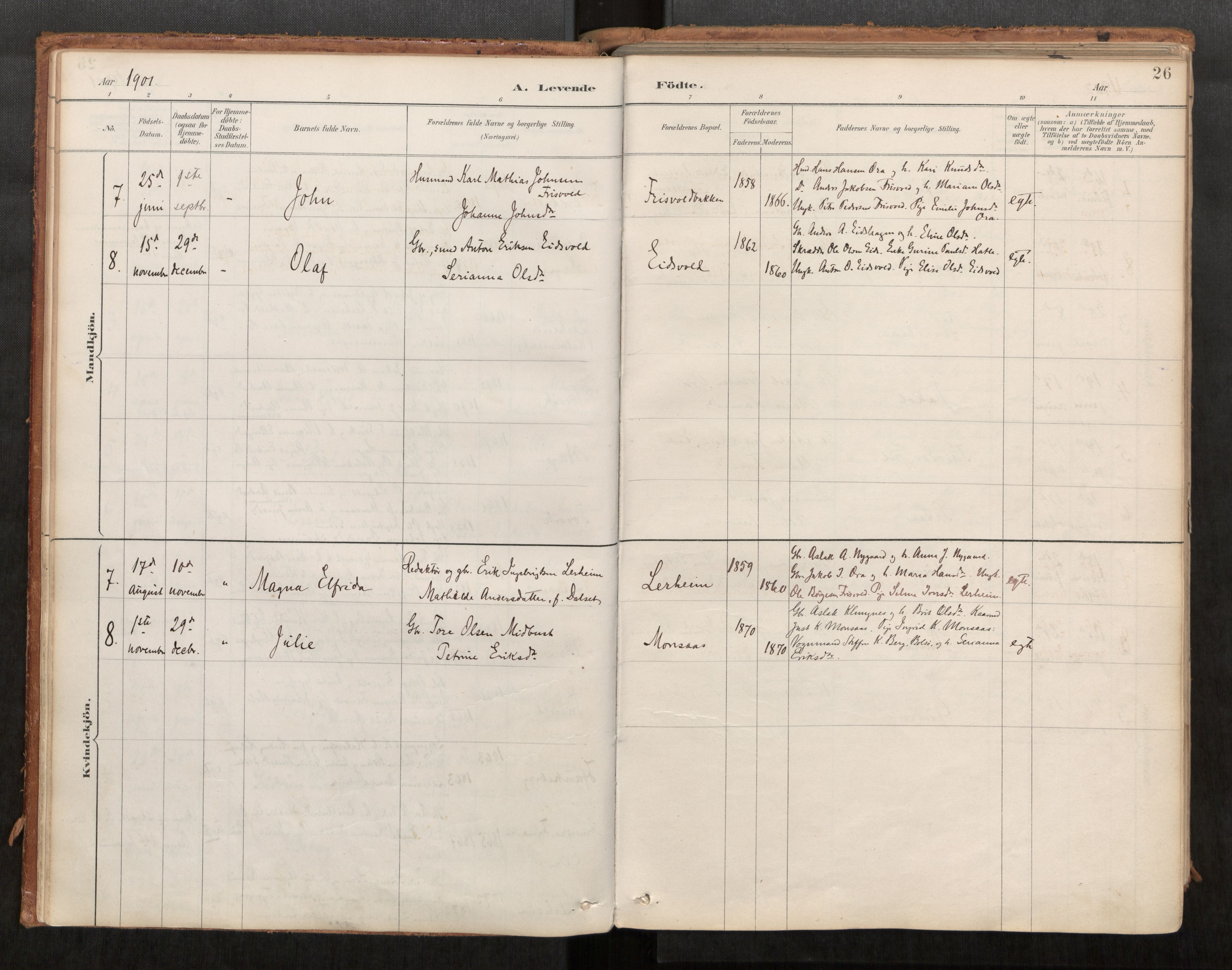 Ministerialprotokoller, klokkerbøker og fødselsregistre - Møre og Romsdal, AV/SAT-A-1454/542/L0553: Parish register (official) no. 542A03, 1885-1925, p. 26