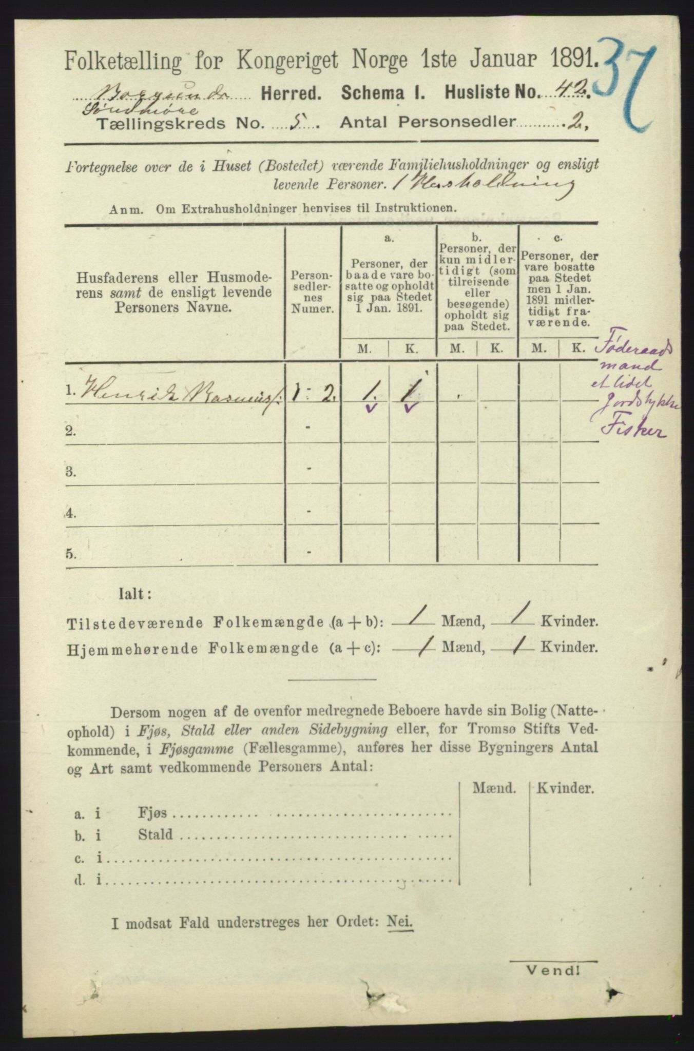 RA, 1891 census for 1531 Borgund, 1891, p. 1262