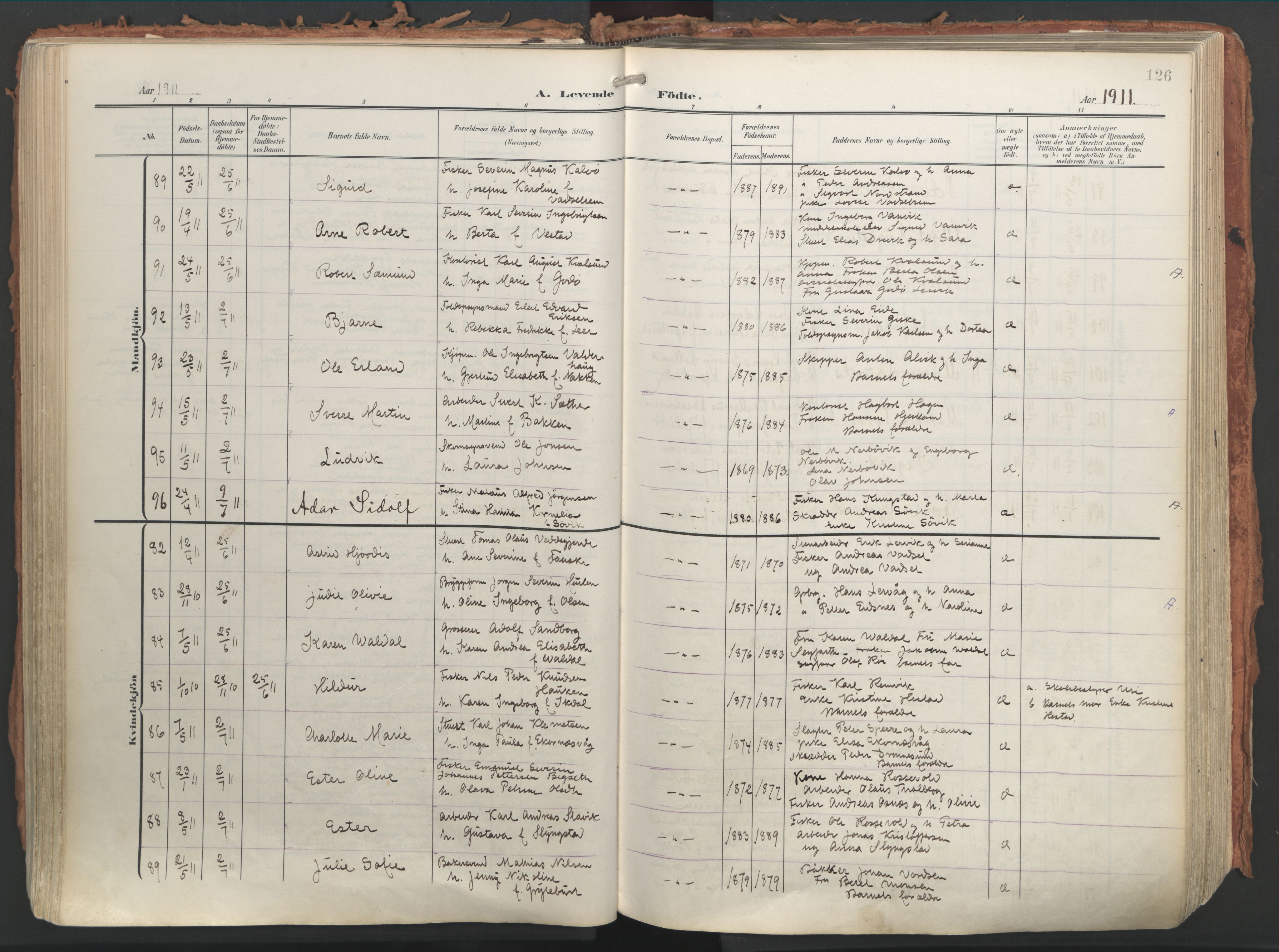 Ministerialprotokoller, klokkerbøker og fødselsregistre - Møre og Romsdal, AV/SAT-A-1454/529/L0460: Parish register (official) no. 529A10, 1906-1917, p. 126