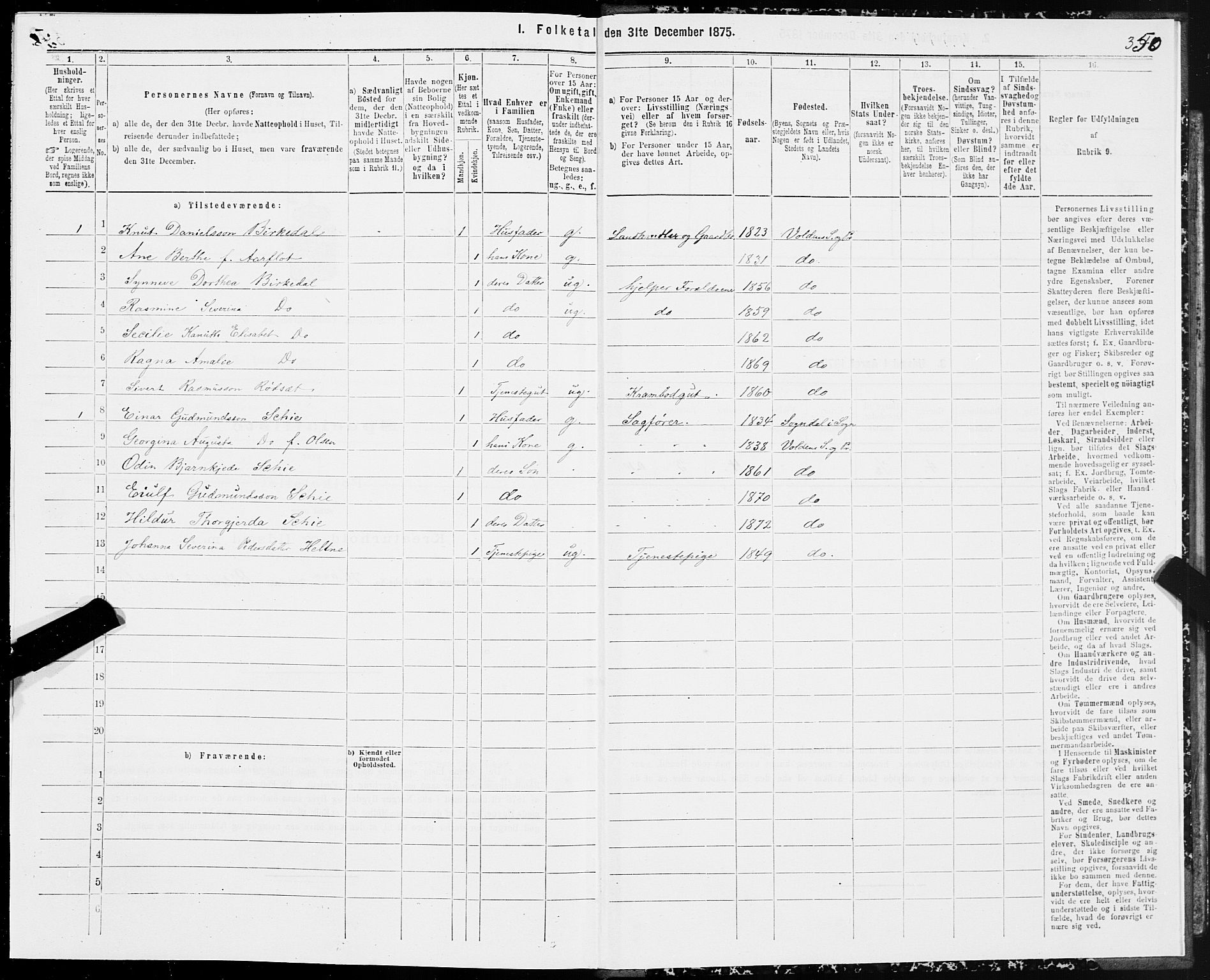 SAT, 1875 census for 1519P Volda, 1875, p. 4350