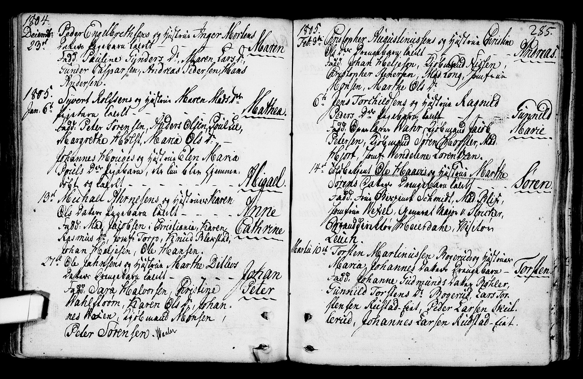 Gamlebyen prestekontor Kirkebøker, SAO/A-10884/F/Fa/L0001: Parish register (official) no. 1, 1734-1818, p. 285