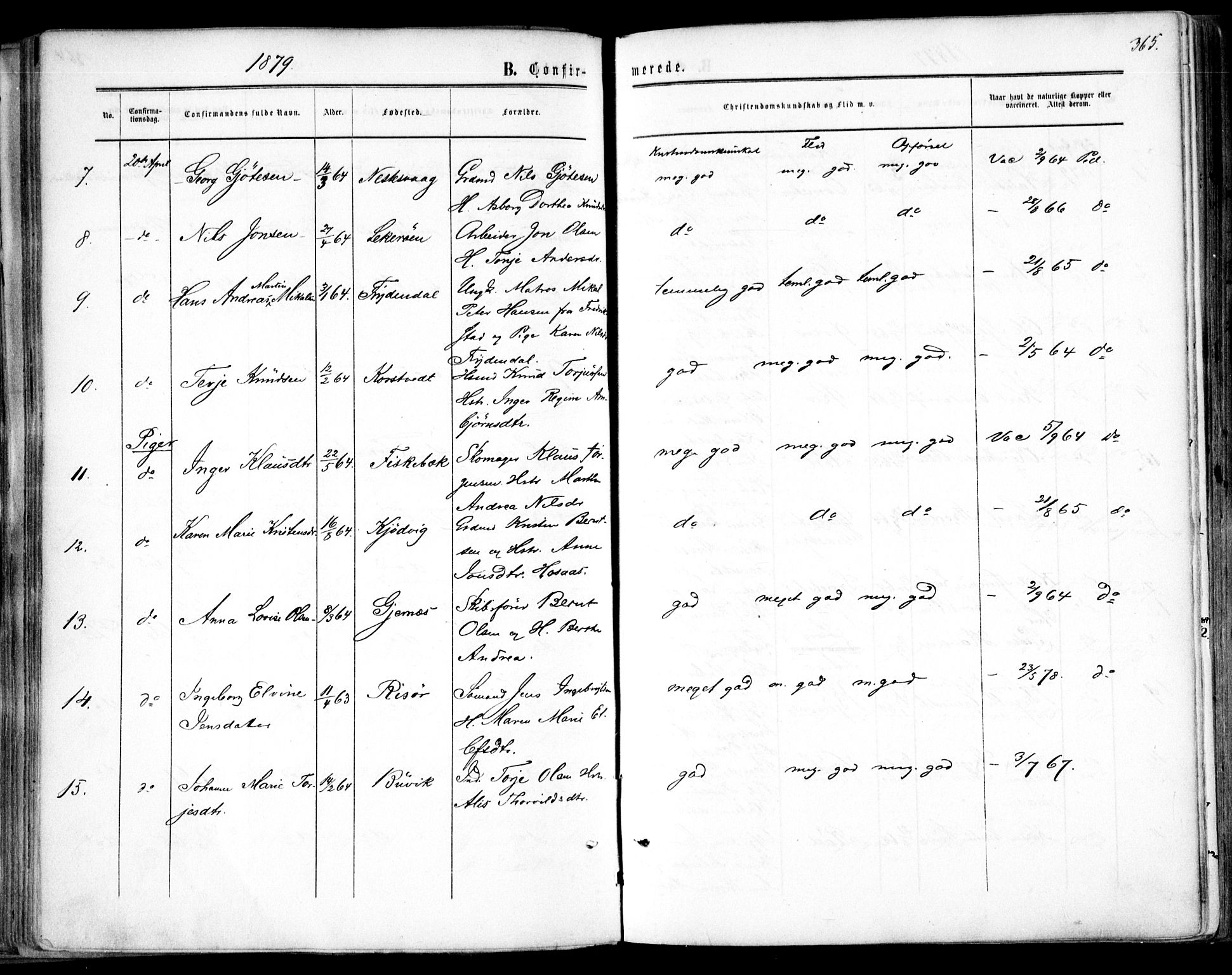 Søndeled sokneprestkontor, AV/SAK-1111-0038/F/Fa/L0003: Parish register (official) no. A 3, 1861-1879, p. 365