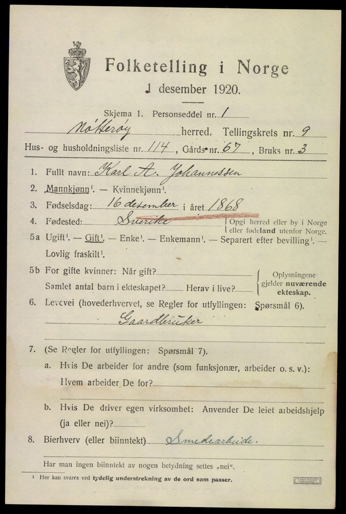 SAKO, 1920 census for Nøtterøy, 1920, p. 12517