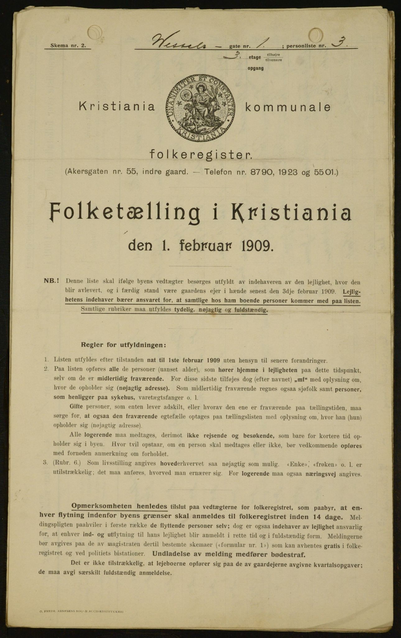 OBA, Municipal Census 1909 for Kristiania, 1909, p. 116086