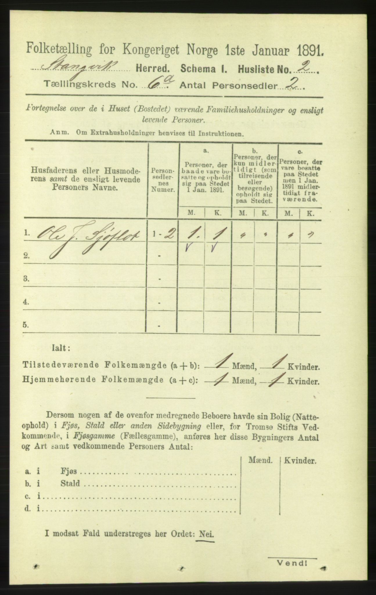 RA, 1891 census for 1564 Stangvik, 1891, p. 2609