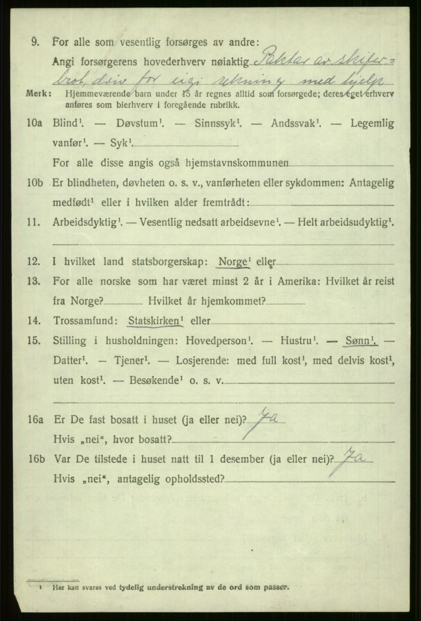 SAB, 1920 census for Voss, 1920, p. 12504