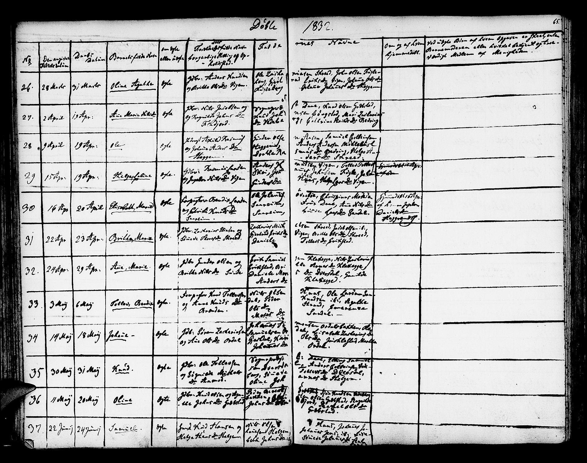 Jølster sokneprestembete, SAB/A-80701/H/Haa/Haaa/L0008: Parish register (official) no. A 8, 1821-1833, p. 65