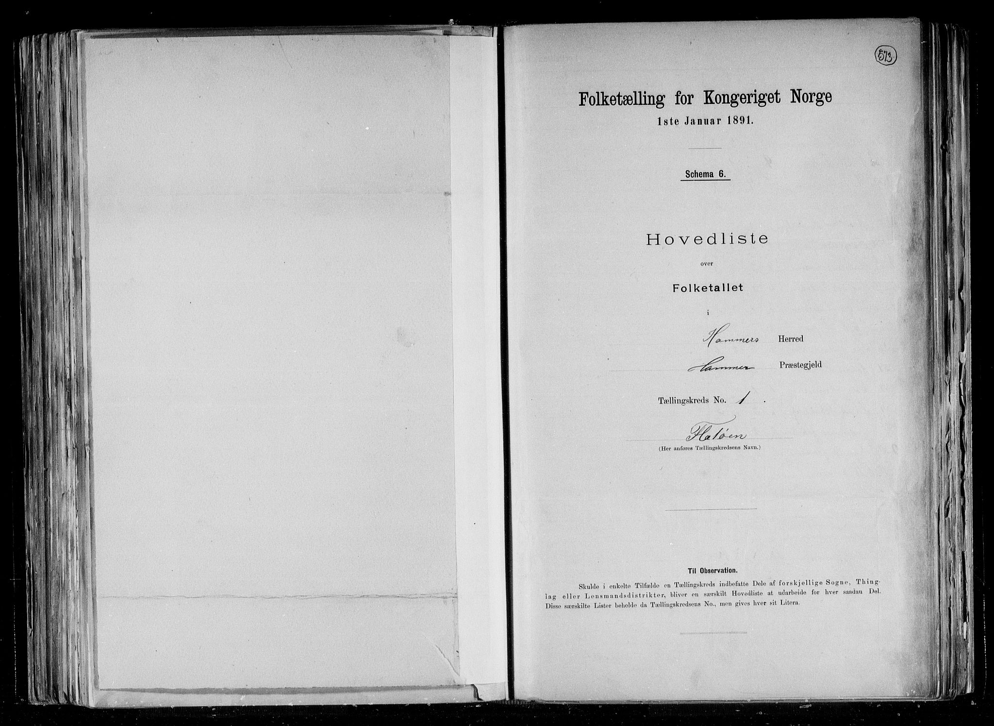 RA, 1891 census for 1254 Hamre, 1891, p. 7