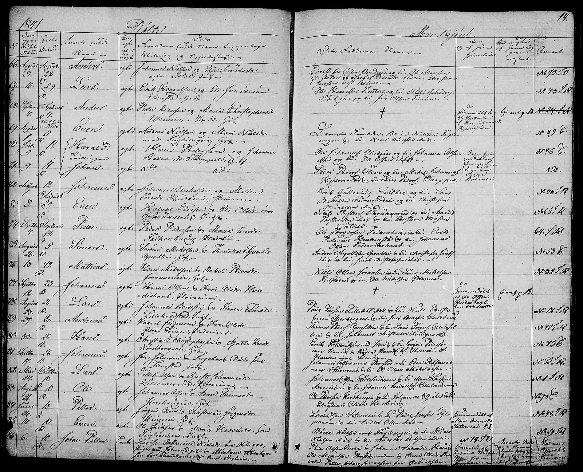 Ringsaker prestekontor, AV/SAH-PREST-014/L/La/L0005: Parish register (copy) no. 5, 1839-1850, p. 14