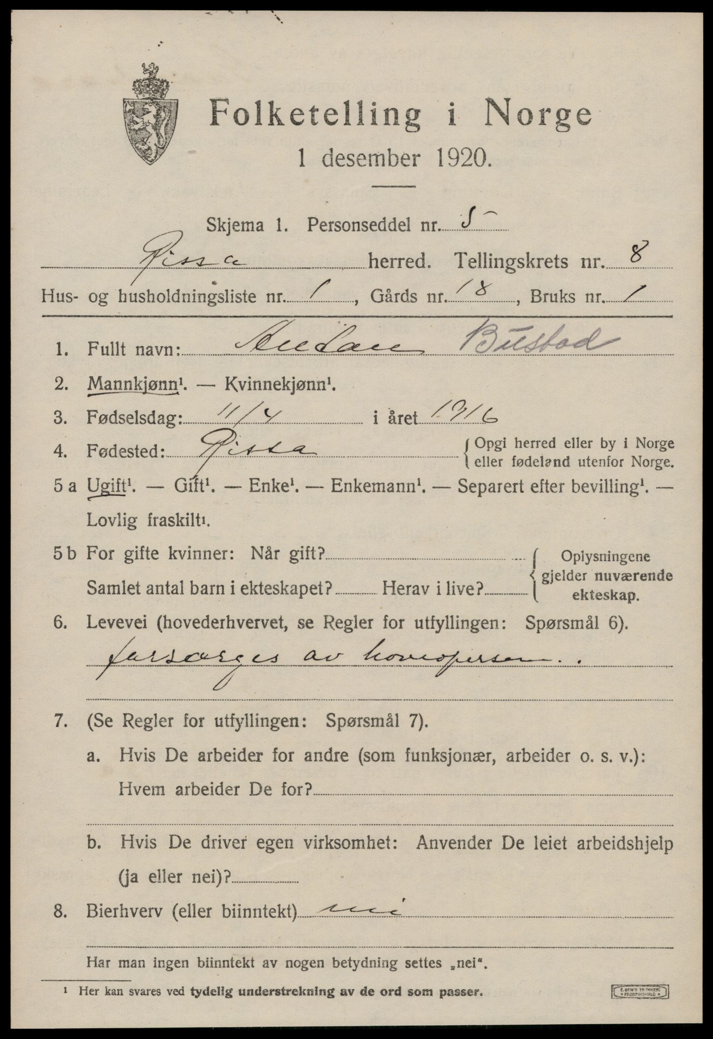 SAT, 1920 census for Rissa, 1920, p. 5469