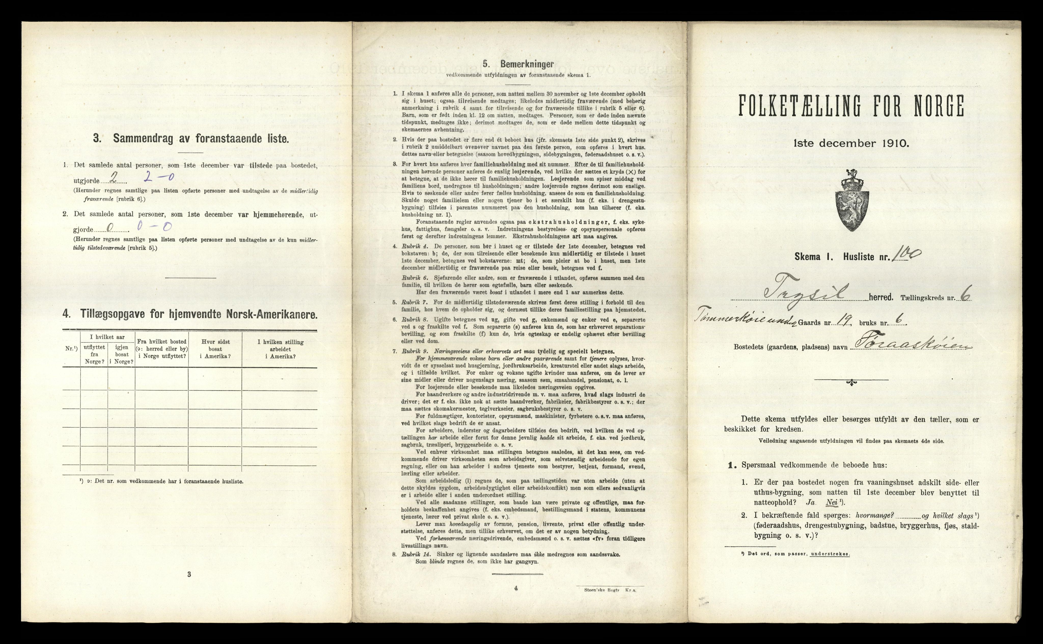 RA, 1910 census for Trysil, 1910, p. 853