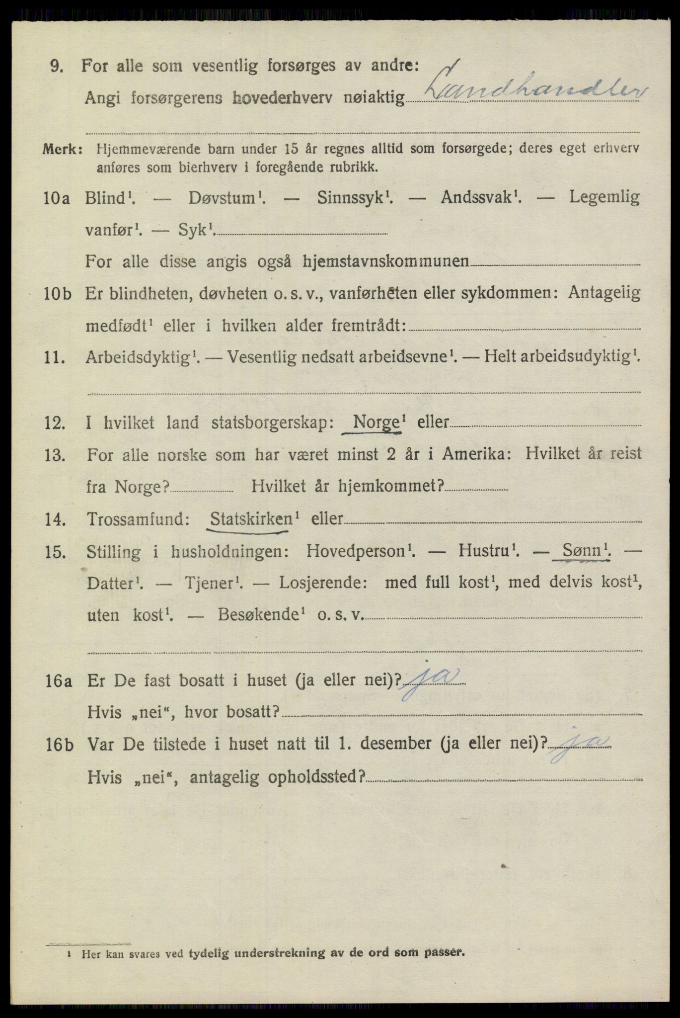 SAKO, 1920 census for Sannidal, 1920, p. 5736