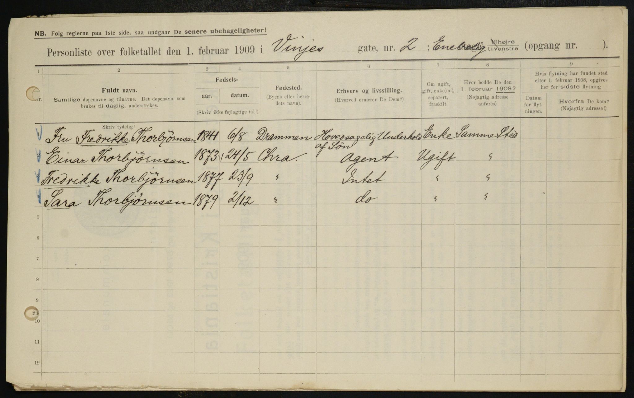 OBA, Municipal Census 1909 for Kristiania, 1909, p. 3111