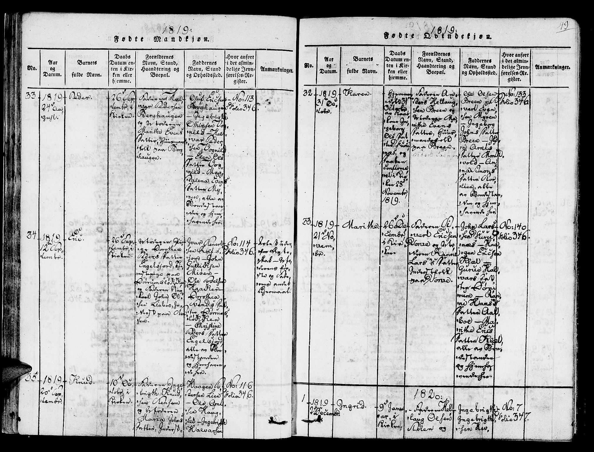 Ministerialprotokoller, klokkerbøker og fødselsregistre - Sør-Trøndelag, SAT/A-1456/678/L0895: Parish register (official) no. 678A05 /1, 1816-1821, p. 49