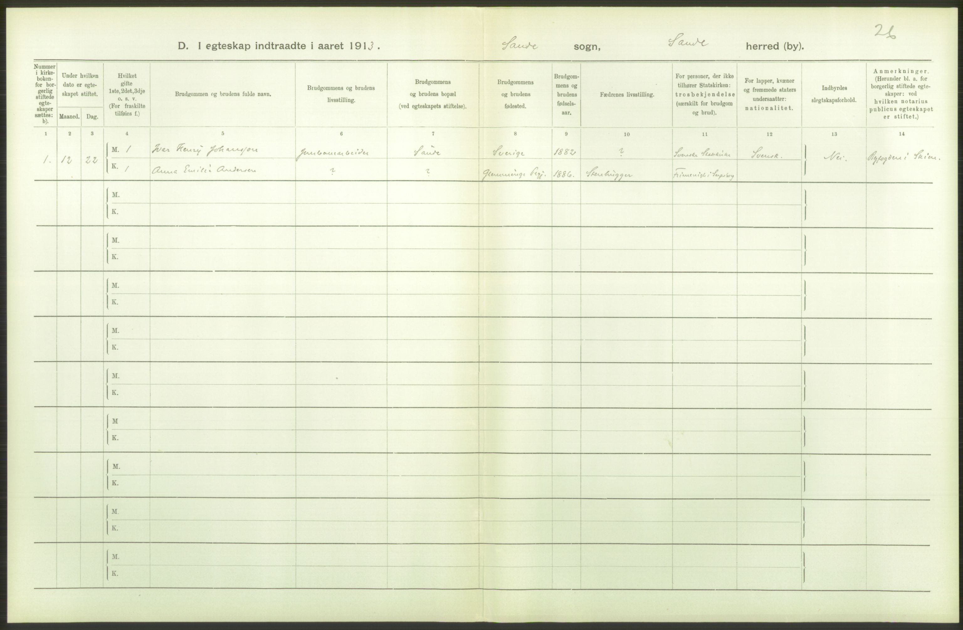 Statistisk sentralbyrå, Sosiodemografiske emner, Befolkning, AV/RA-S-2228/D/Df/Dfb/Dfbc/L0021: Bratsberg amt: Gifte, døde, dødfødte. Bygder og byer., 1913, p. 80