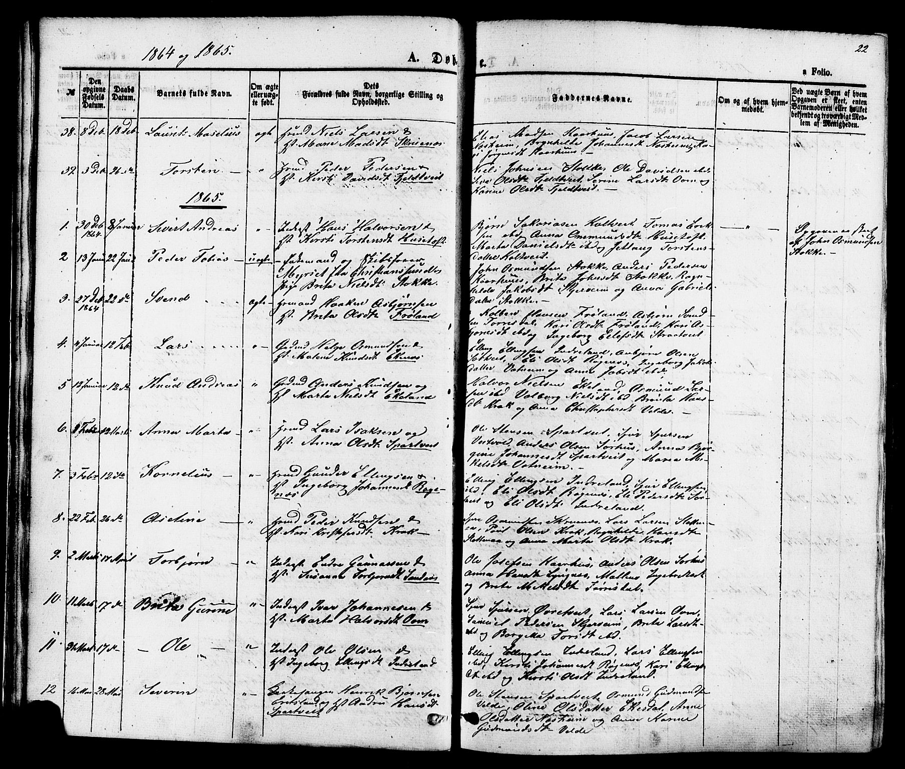 Skjold sokneprestkontor, AV/SAST-A-101847/H/Ha/Haa/L0007: Parish register (official) no. A 7, 1857-1882, p. 22