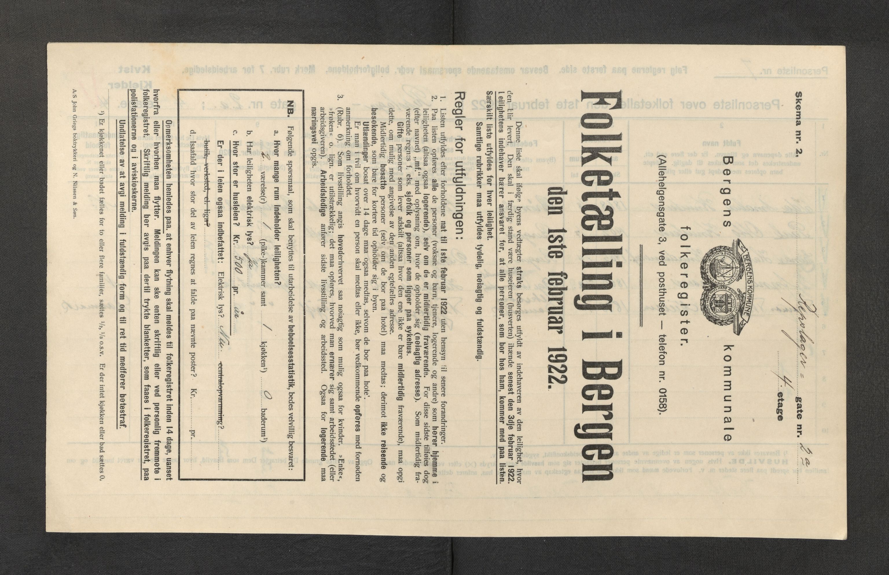 SAB, Municipal Census 1922 for Bergen, 1922, p. 32370