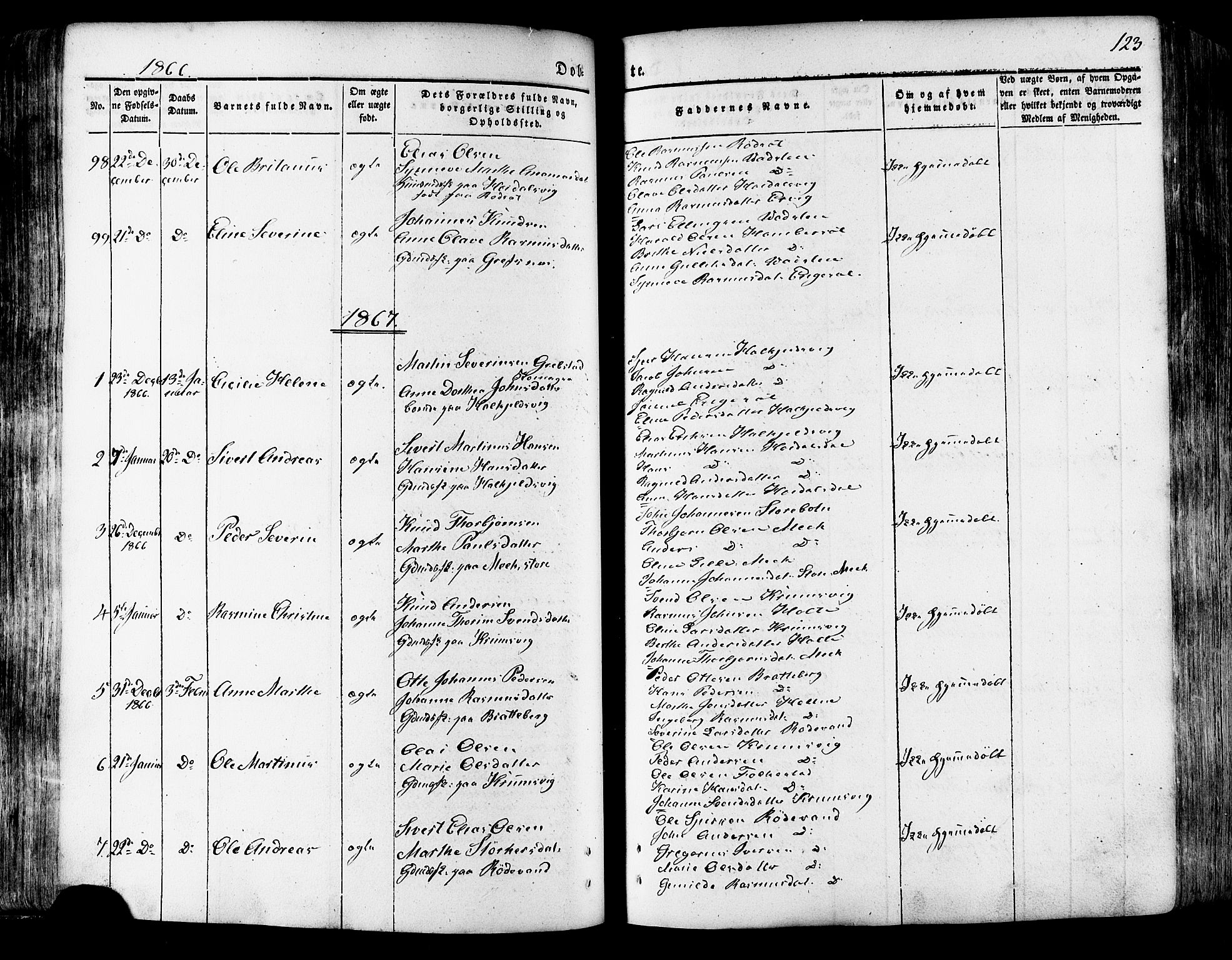 Ministerialprotokoller, klokkerbøker og fødselsregistre - Møre og Romsdal, SAT/A-1454/511/L0140: Parish register (official) no. 511A07, 1851-1878, p. 123